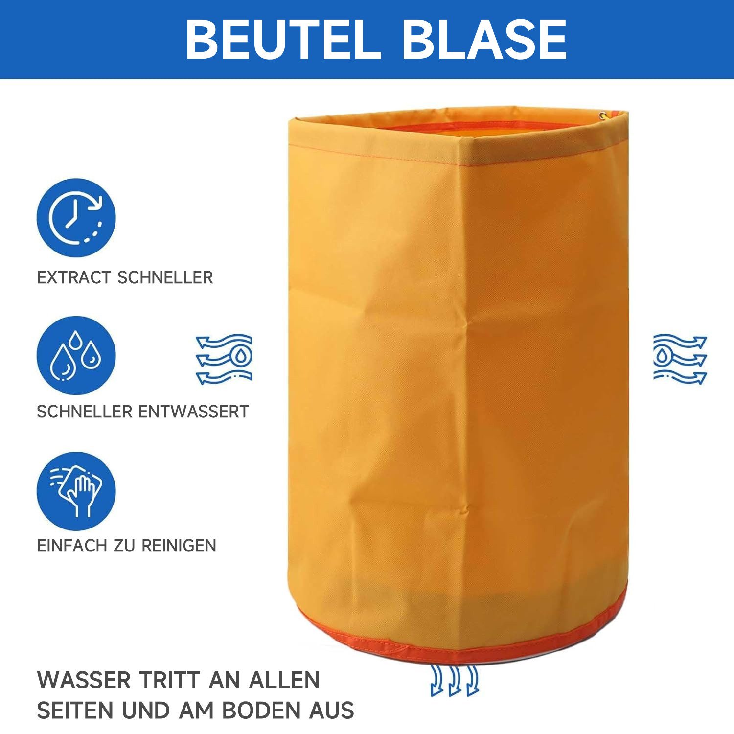 OSTWOLKE Gartensieb 5 Bubble Bags 1 Gallone Beutel Essenz Extractor Kräuterblasen, (5-St), mit Presssieb, Filtrationsbeutel, feine Löcher – Bild 2 von 5