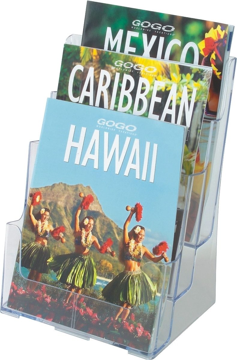 Deflecto Stehsammler Prospekthalter A4 3 Fächer transparent