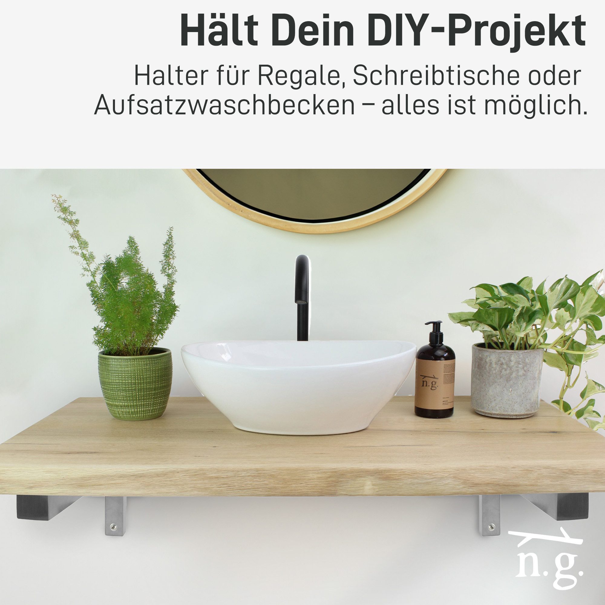 Natural Goods Berlin Wandregalhalter Wandkonsole WINKEL, 2-tlg., Regalhalterung, Winkelkonsole, Wandregal, Winkelträger