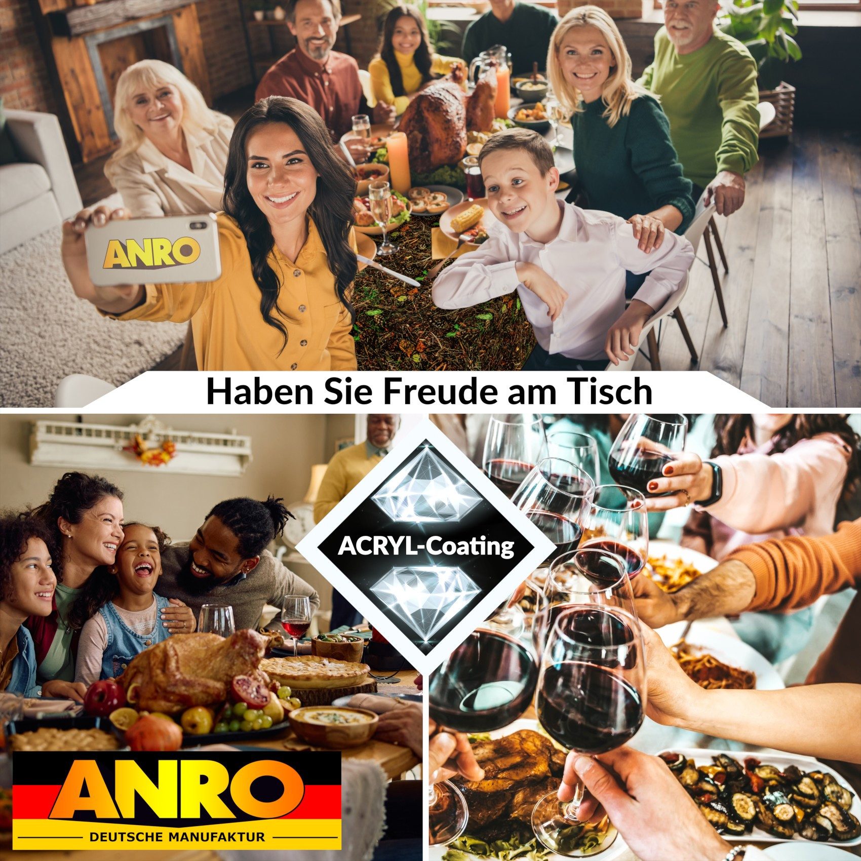 ANRO Tischdecke Stoff Digitalprint Tischtuch EasyClean günstig online kaufen