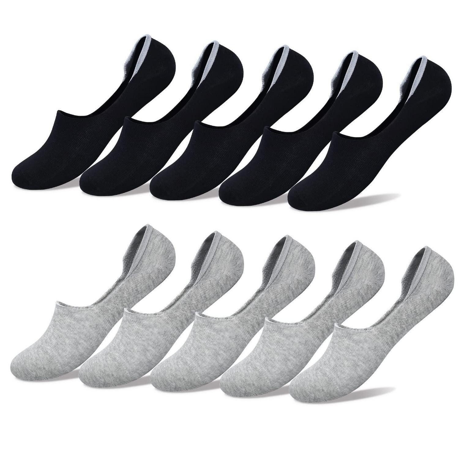 LuxusKollektion Sneakersocken Sneaker Socken 10 Paar Füßlinge UNS-Gr.35-38 5xSchwarz/5xGrau