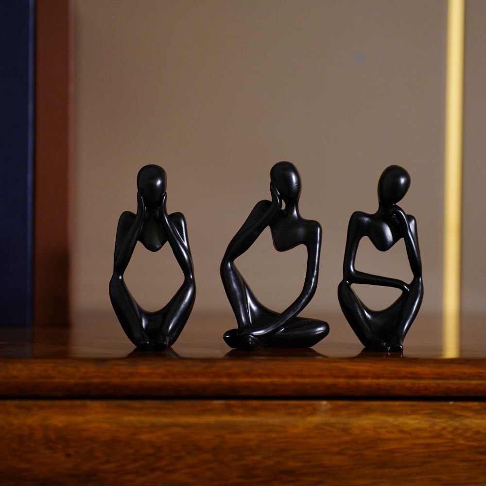 SIKAINI Skulptur (Kunstobjekte,3 Stück abstrakte Kunstfiguren, Schwarz abstrakte Weihnachtsgeschenk Figurenfigur,Harzdekoration)