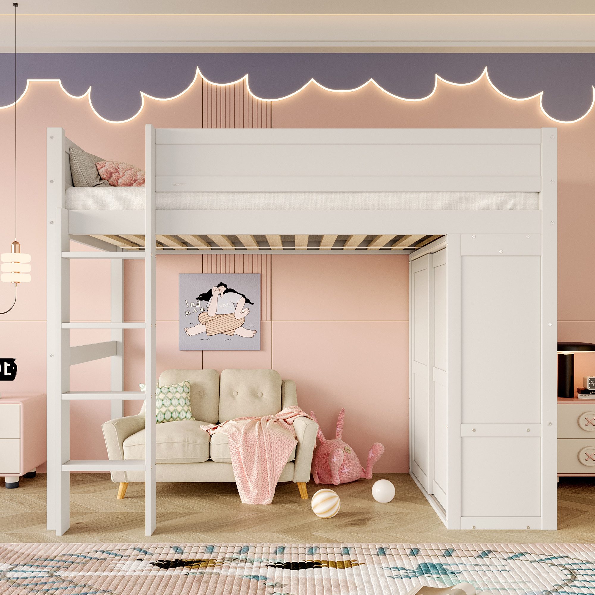 Flieks Hochbett Kinderbett Einzelbett 90x200cm mit günstig online kaufen