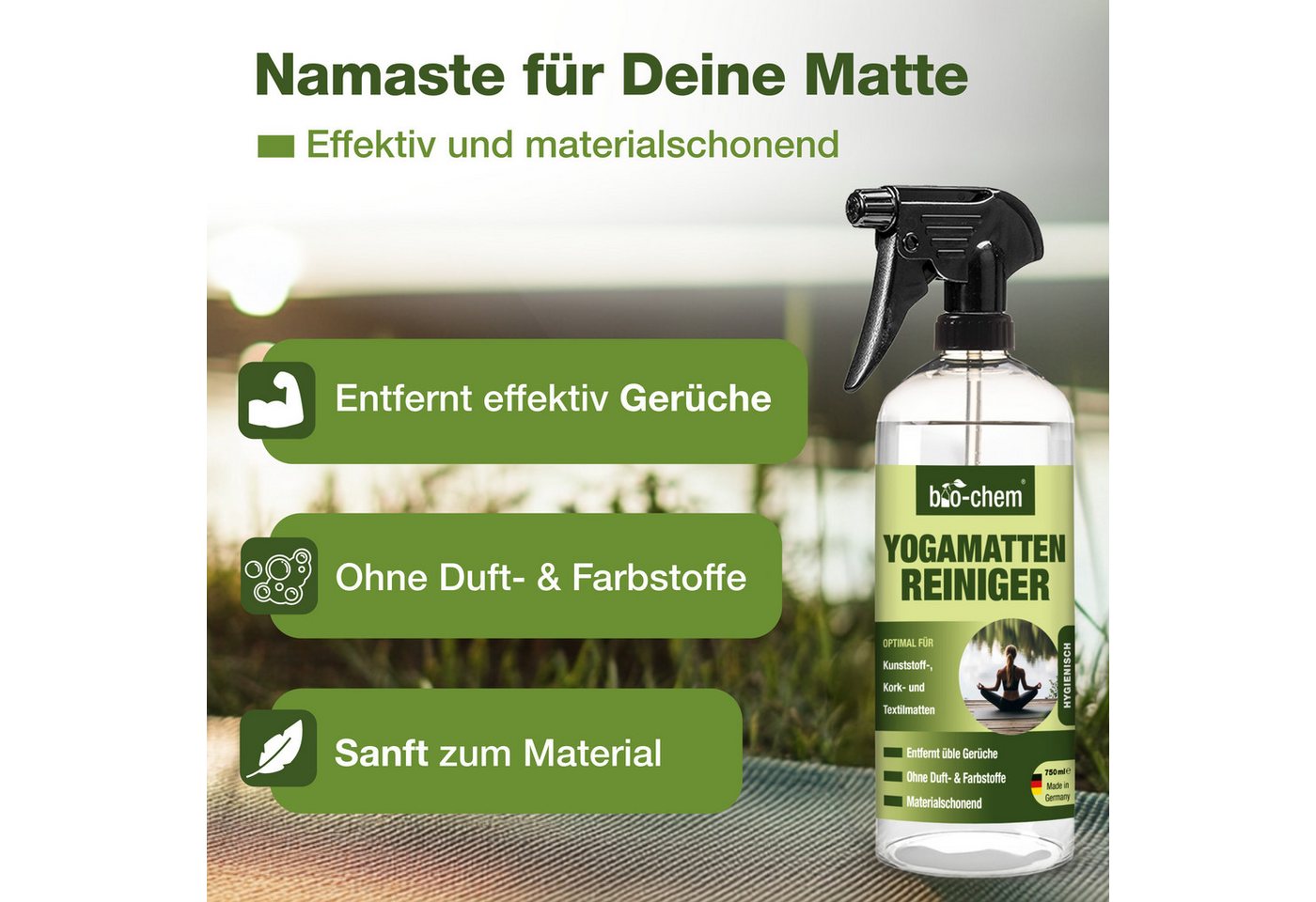 Thumbnail - bio-chem Yogamatten-Reiniger 0.75 l Handsprayflasche Sprühreiniger