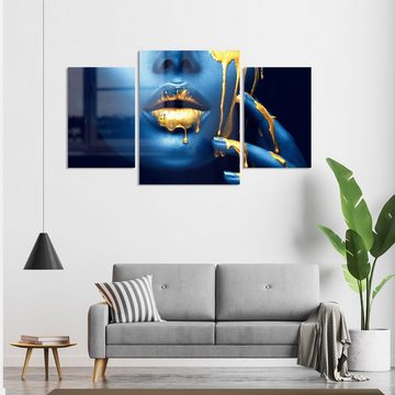 DEQORI Glasbild 'Flüssiges Gold auf Haut', 'Flüssiges Gold auf Haut', Glas Wandbild Bild schwebend modern