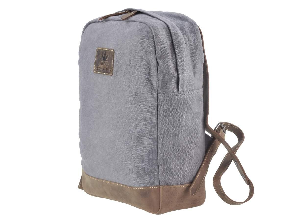 Greenburry Tagesrucksack Vintage Hemp, DayPack, BackPack, und aus Leder grau Hanf Rucksack