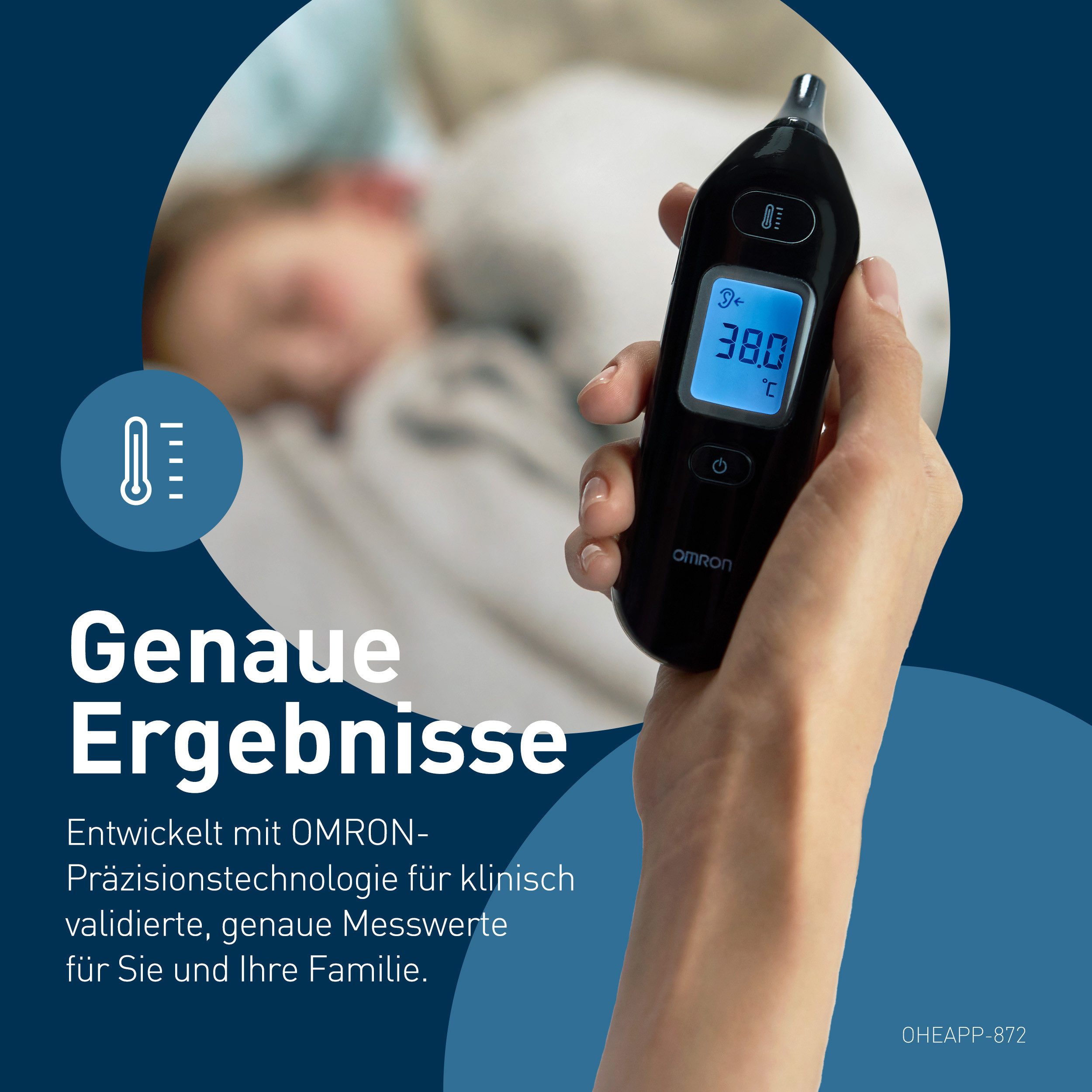 Omron Ohr-Fieberthermometer Gentle Temp 533, Infrarot-Ohrthermometer für alle Altersgruppen, Schnelle, präzise 1-Sekunden-Messung, keine Einweg-Schutzhüllen nötig