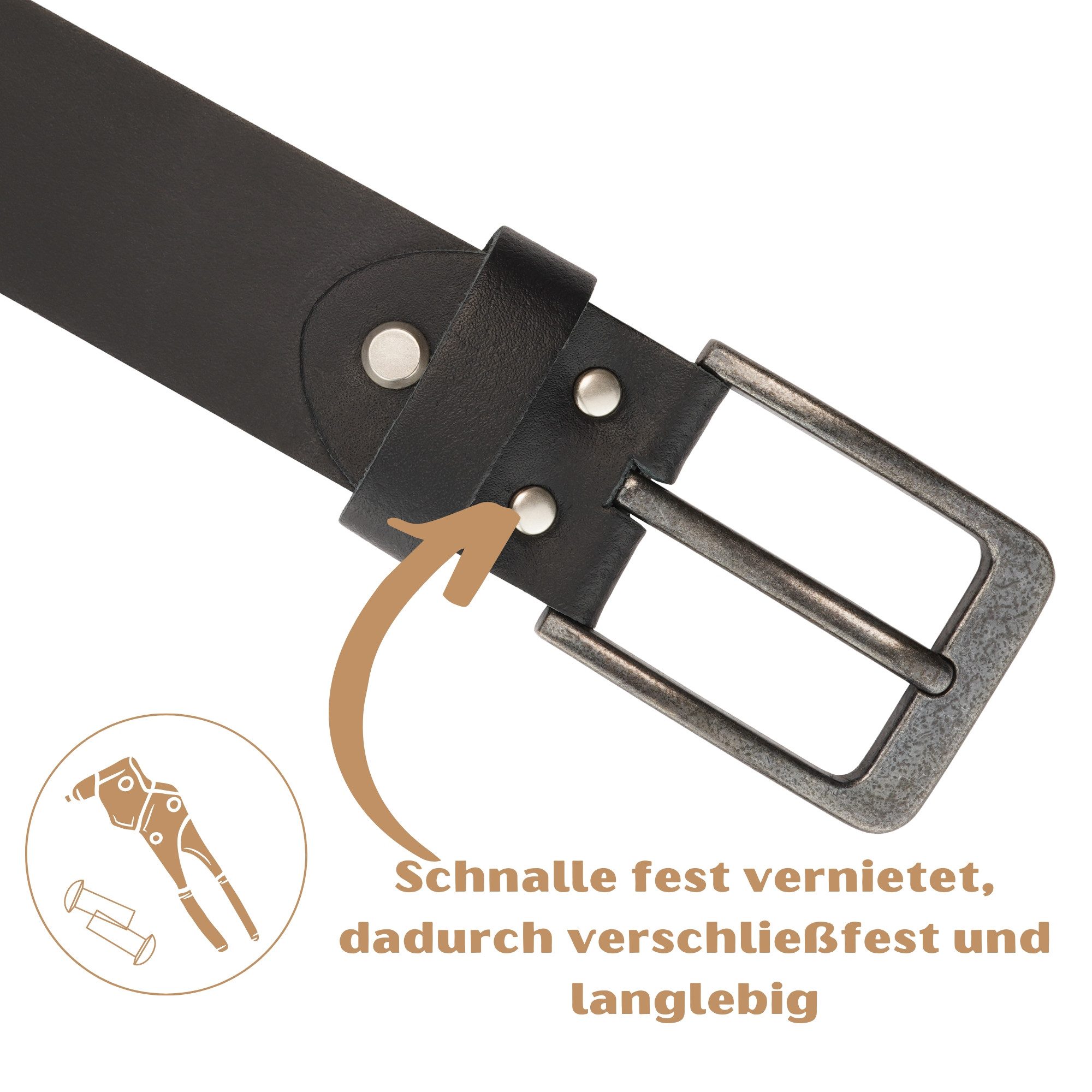Manza Ledergürtel Gürtel Ledergürtel 4cm breit Echt Leder Jeansgürtel Unisex Kürzbar – Bild 5 von 5