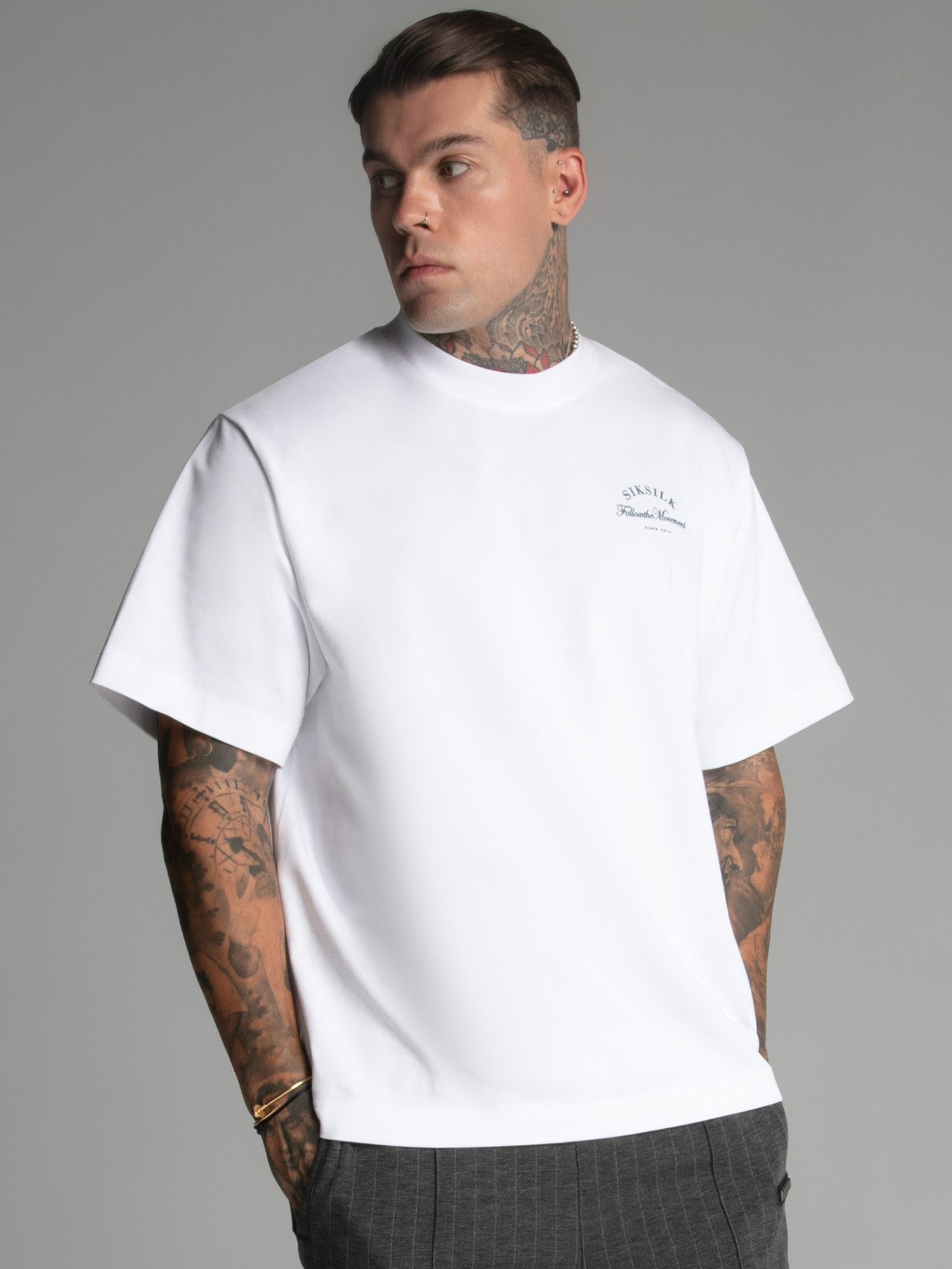 T-Shirt SikSilk Herren Weißes Logo T-Shirt