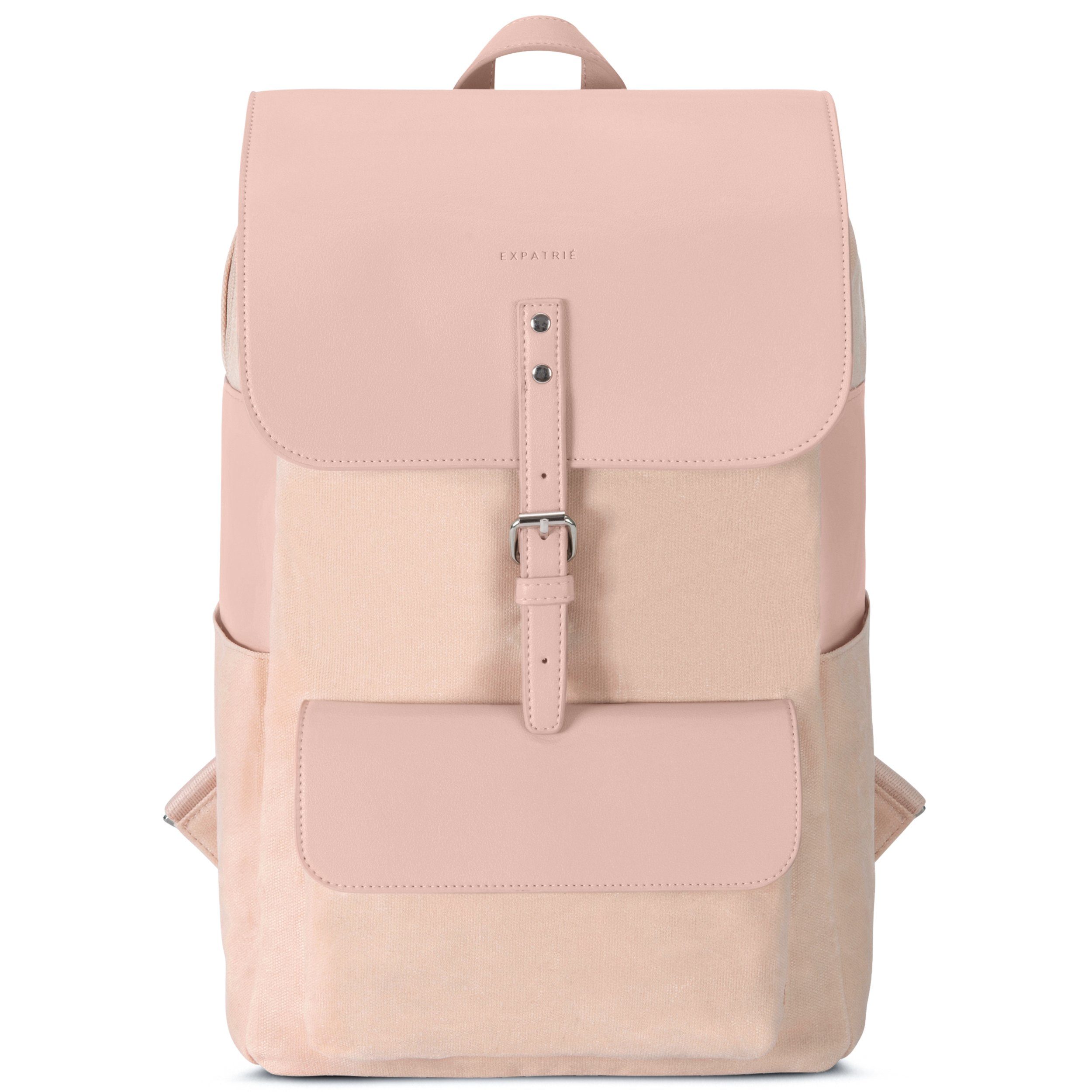 Expatrié Cityrucksack ELLA Damen, Fach, Tagesrucksack, Wasserabweisend Rosa Laptopfach, Rucksack Laptop Magnetverschluss