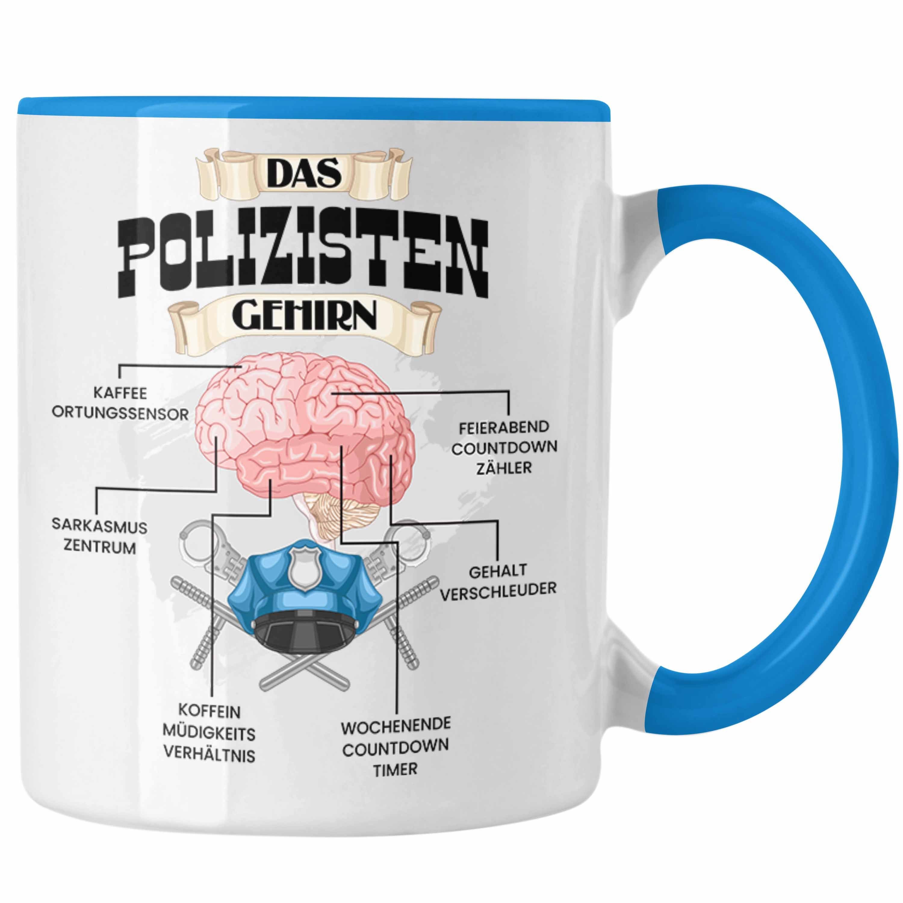Trendation Blau für Polizisten Lustiges Tasse Geschenk Trendation Polizei Tasse - Polozisten