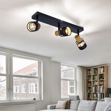 etc-shop LED Deckenspot, Leuchtmittel nicht inklusive, Deckenlampe Spotleuchte Holz Esszimmerlampe