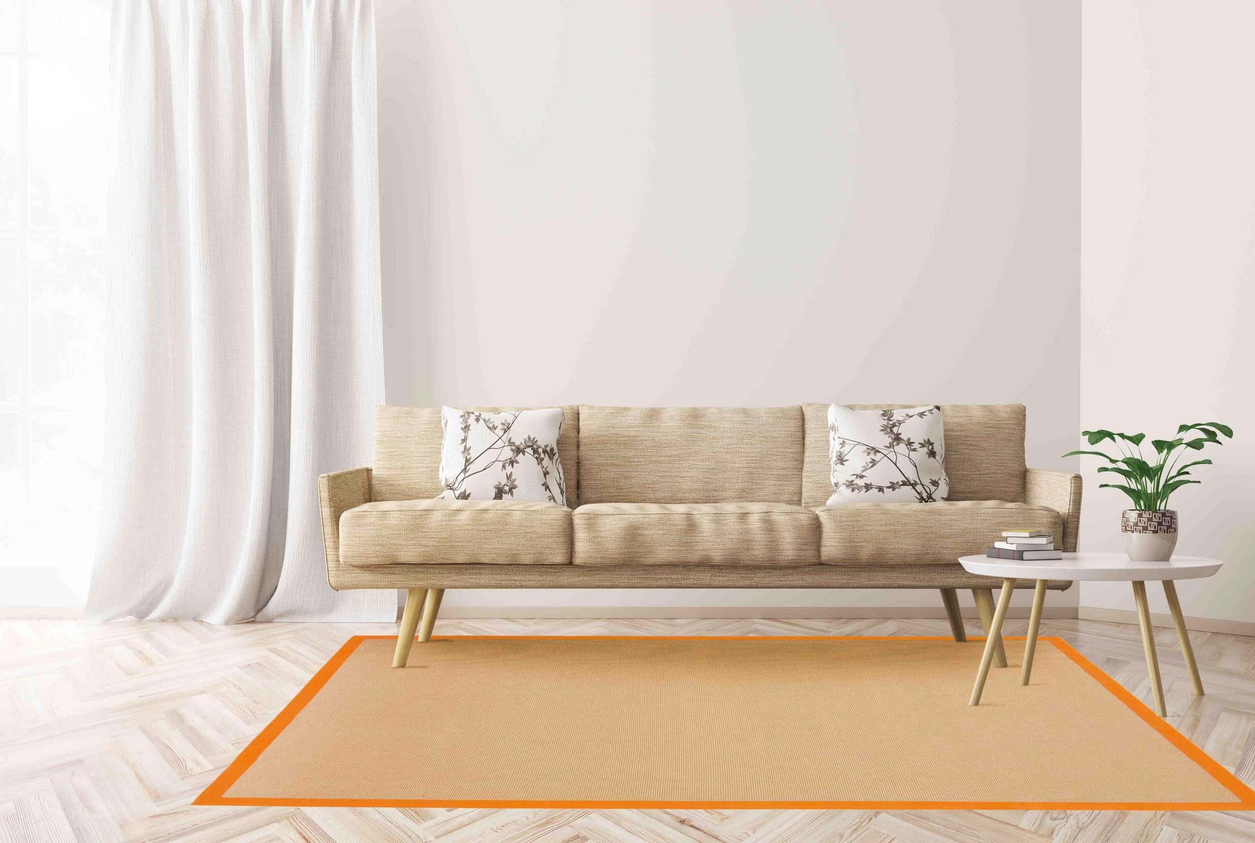 carpetfine Sisalteppich Sisal, auch als Läufer erhältlich, rechteckig, Höhe: 5 mm, mit farbiger Bordüre, Anti Rutsch Rückseite, viele Größen, Wohnzimmer