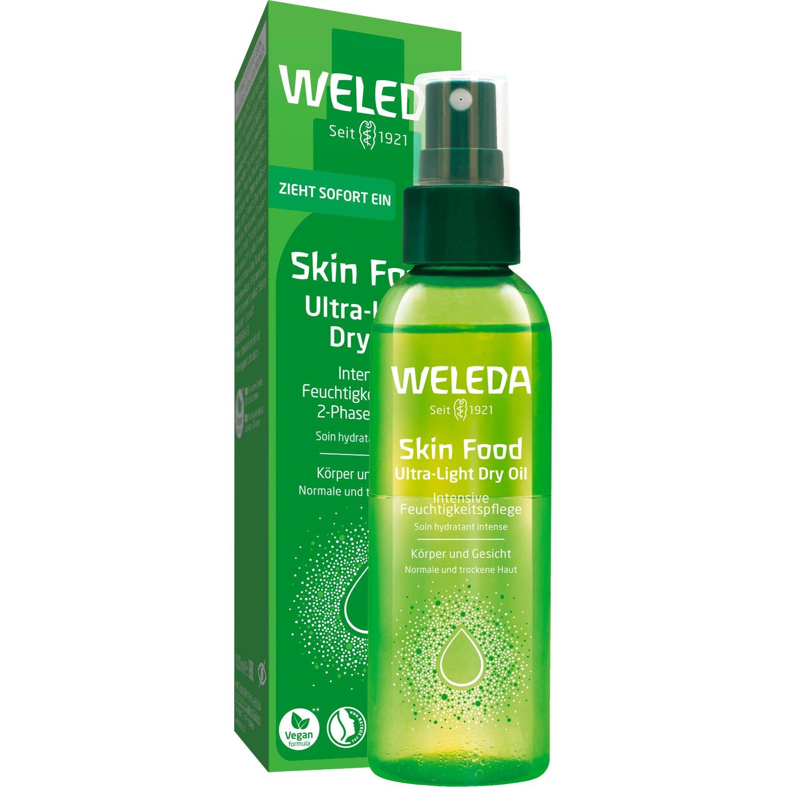 WELEDA Körperöl SKIN FOOD ULTRA-LIGHT DRY OIL, intensive Feuchtigkeit, für einen sofortigen Glow