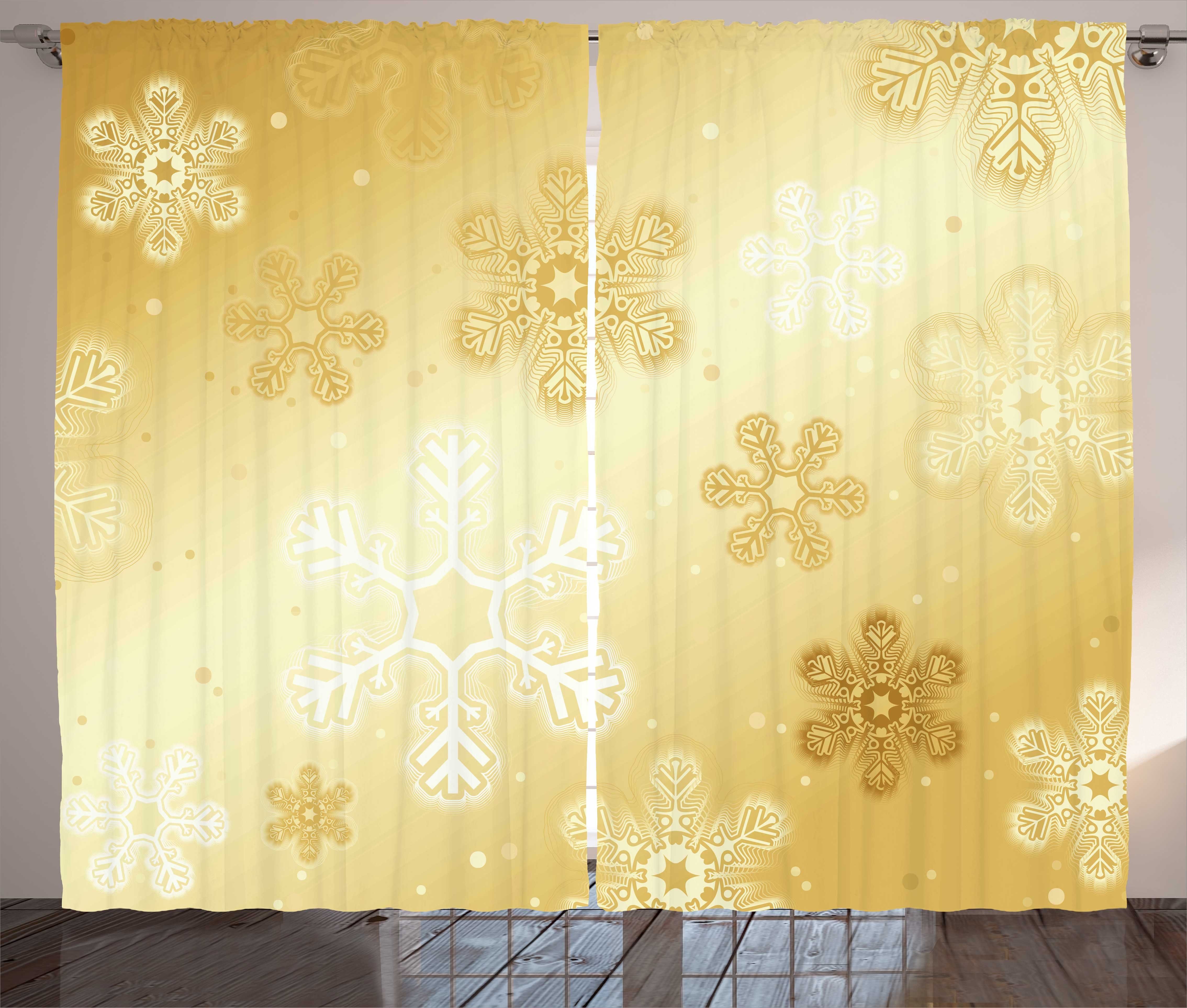 Gardine Schlafzimmer Kräuselband Vorhang mit Schlaufen und Haken, Abakuhaus, Weihnachten Schneeflocken Noel Yule | Fertiggardinen