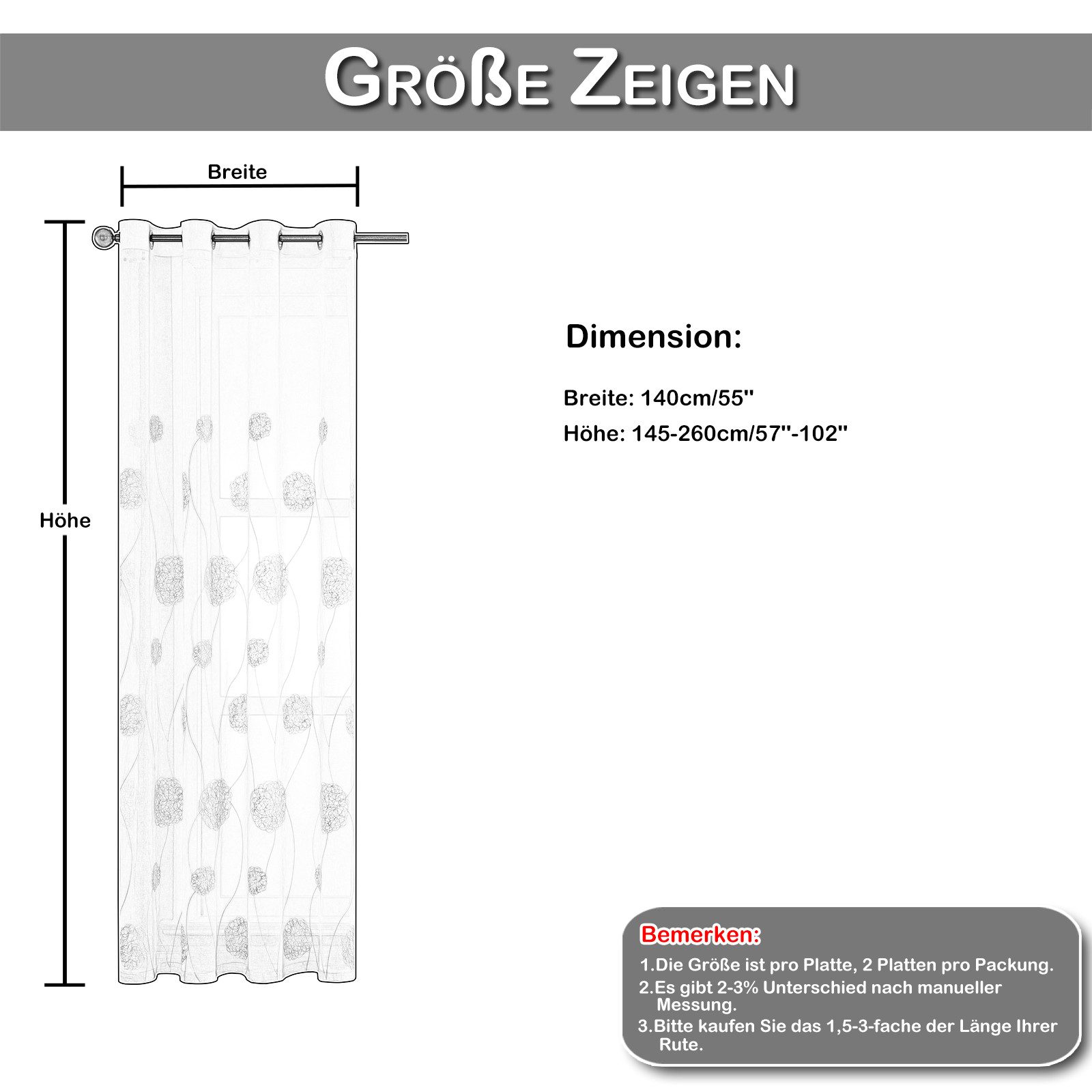 BTTO V&G Vorhang 2 St. Gardine Ösen, Voile Vorhang Vogelnest-Stickerei Halb günstig online kaufen