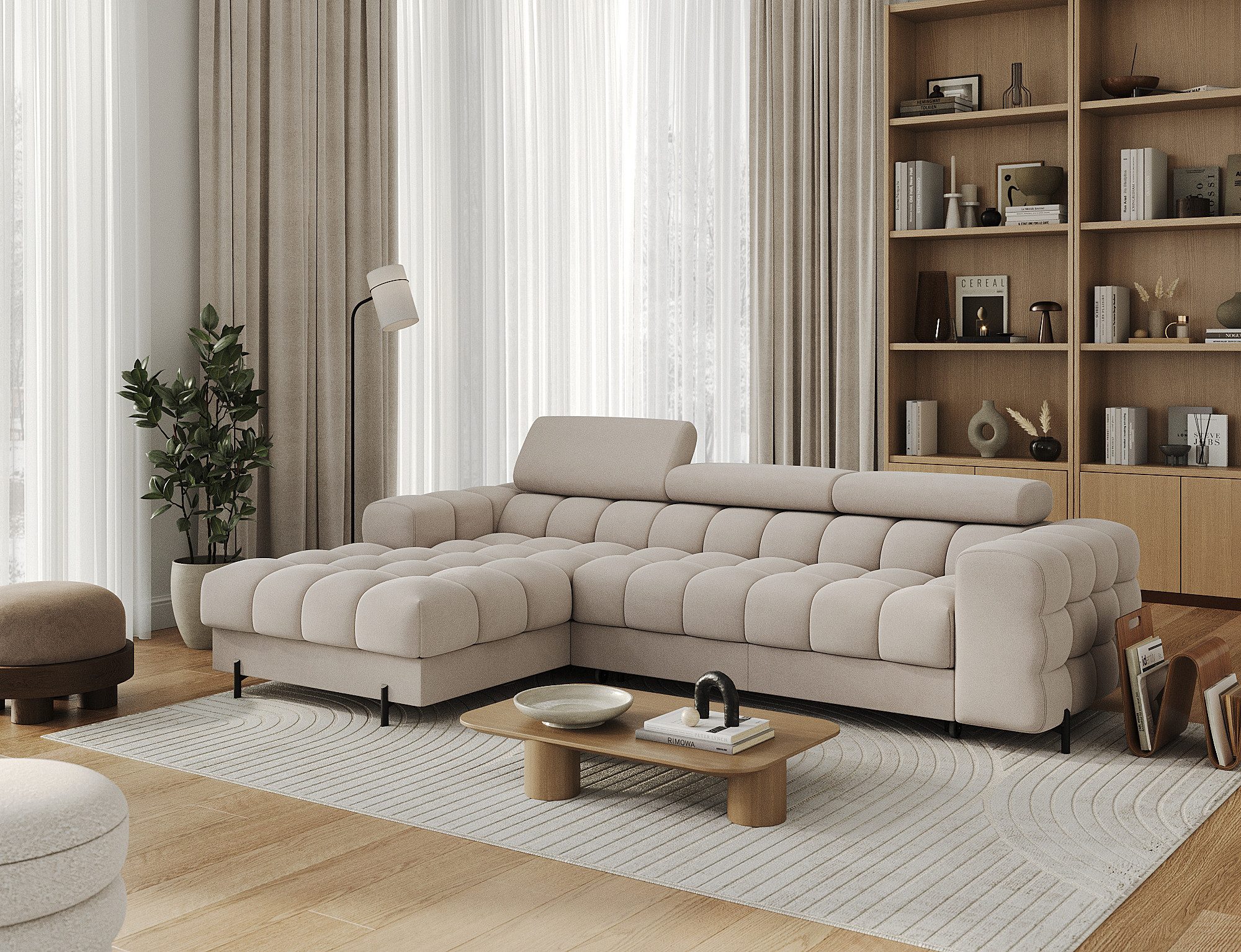yourhouse24 Ecksofa L-Form Felro mit Schlaffunktion günstig online kaufen