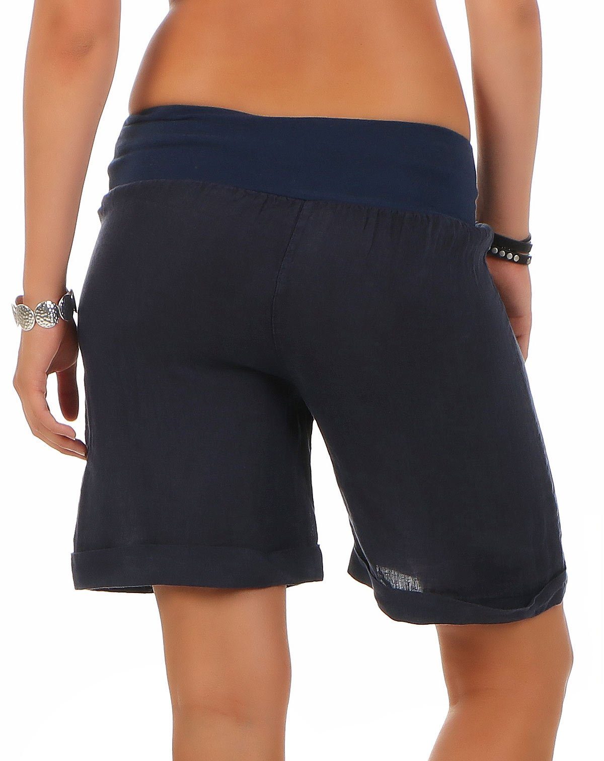 malito more than fashion Leinenhose malito Damen Bermuda aus Leinen, lässige kurze Hose, Shorts für den Bermuda aus Leinen