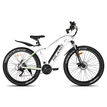 HILAND E-Bike 26/27.5 Zoll E-Mountainbike Herren Damen,Fat Tire,LCD Display, 21 Gang Shimano Tourney Schaltwerk, Kettenschaltung, Heckmotor, (Set, mit Akku-Ladegerat, mit Werkzeug, mit Schutzblech Set), Elektrofahrrad für Damen und Herren 165 - 175 cm, innerhalb der stVZO