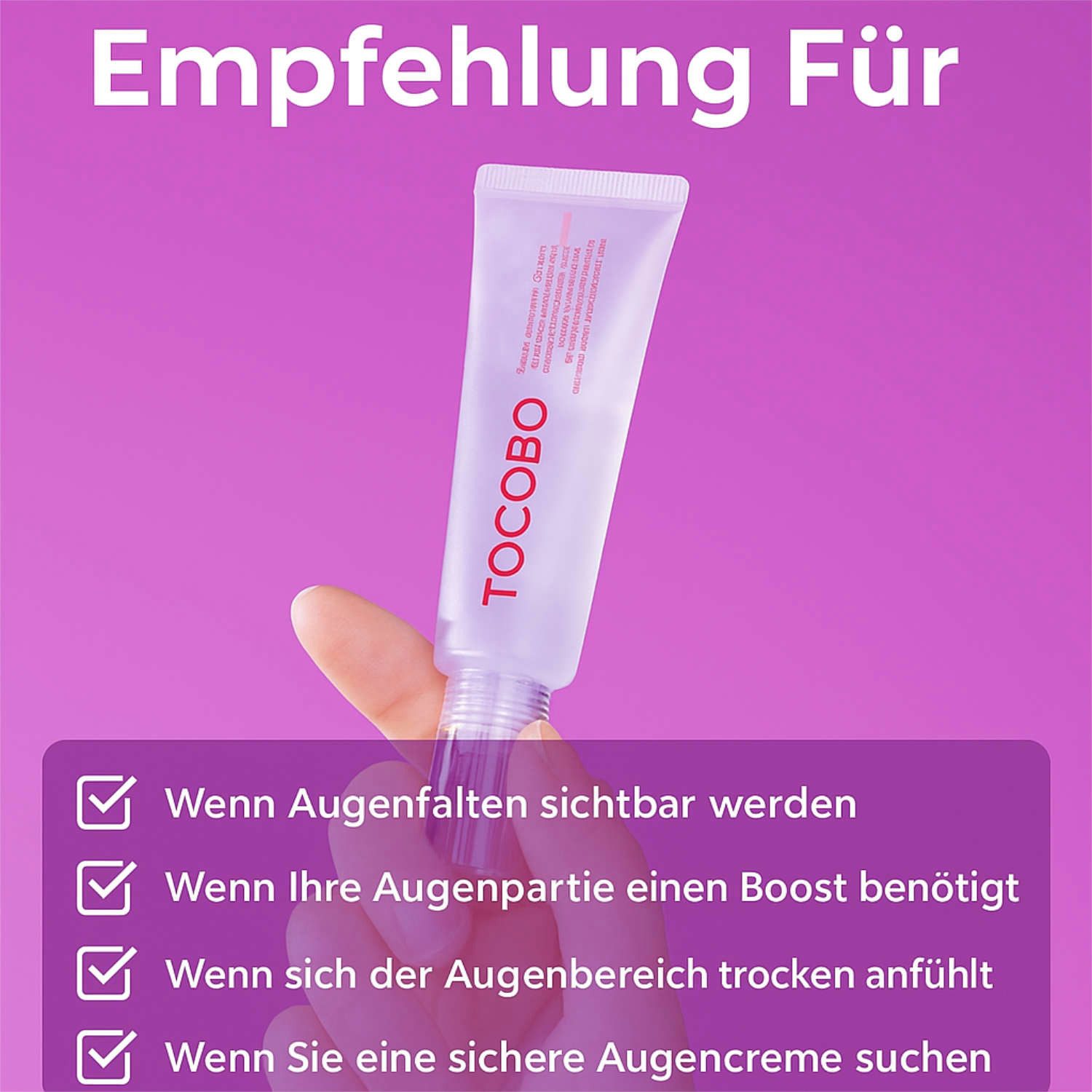 TOCOBO Anti-Aging-Augencreme Collagen Brightening Eye Gel Cream 30 ml – Aufhellende Augencreme mit, Retinol, pflanzlichem Kollagen, Lavendelblütenwasser & Panthenol –, Erfrischende K-Beauty Gel-Formel für die empfindliche Augenpartie