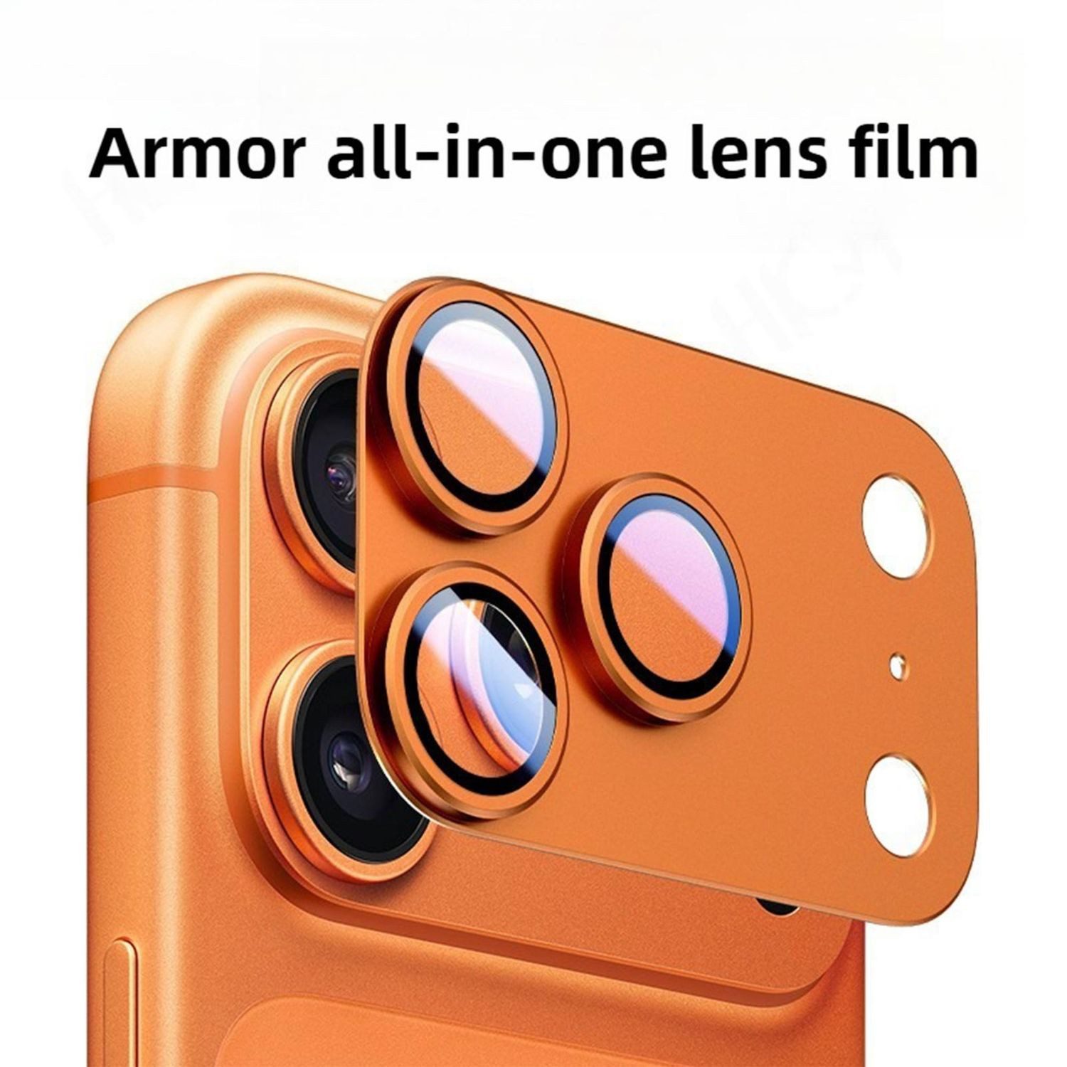 Wigento Handyhülle Für Apple iPhone 17 Pro Kamera Full Schutzring Aluminium Orange, Aluminiumlegierung, hohe Lichtdurchlässigkeit, Anti-Fingerprint – Bild 2 von 5