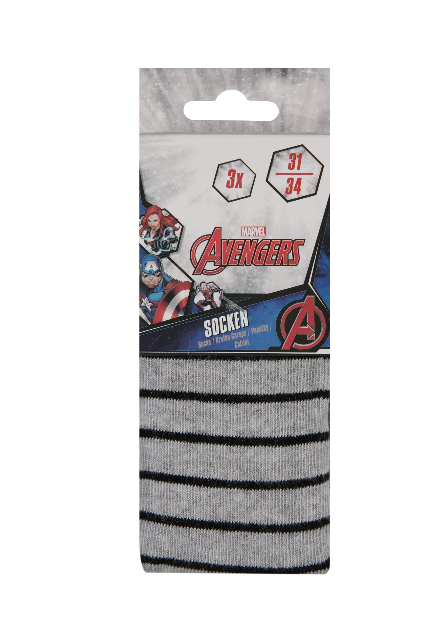 ONOMATO! Socken Avengers Jungen Socken 3er Pack Marvel Iron Man Hulk Captain America (3-Paar)