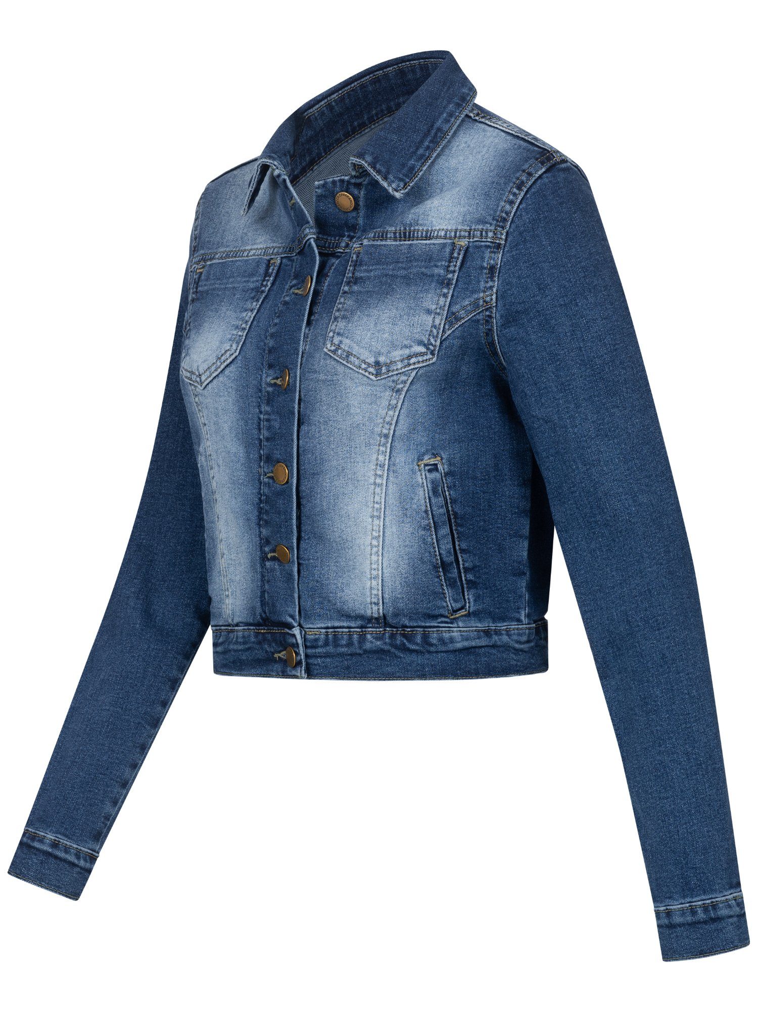 Dunkelblau Jeansjacke Creek Damen Rock Jeansjacke D-493