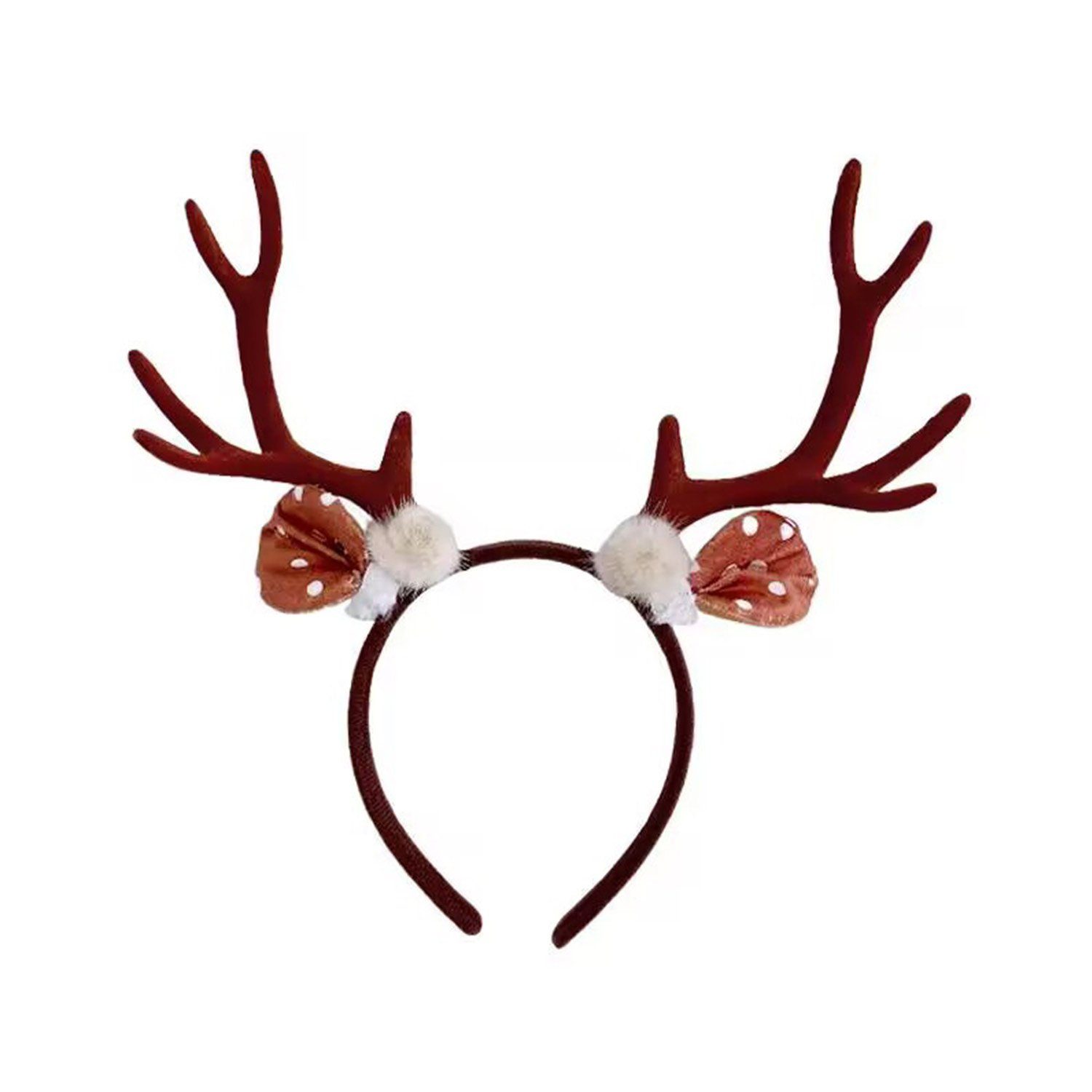Mit Weihnachts-Geweih und 2-Geweih MAGICSHE Ohren, Rentier Stirnband 1-tlg., Haarreif Haarband