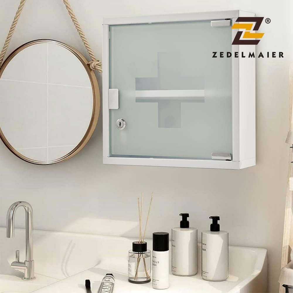 Zedelmaier Medizinschrank Abschließbarer Medizinschrank aus Edelstahl,Medikamentenschrank (YX2001) Magnetverschluss, Kindersicher, abschließbar mit 2 Enden