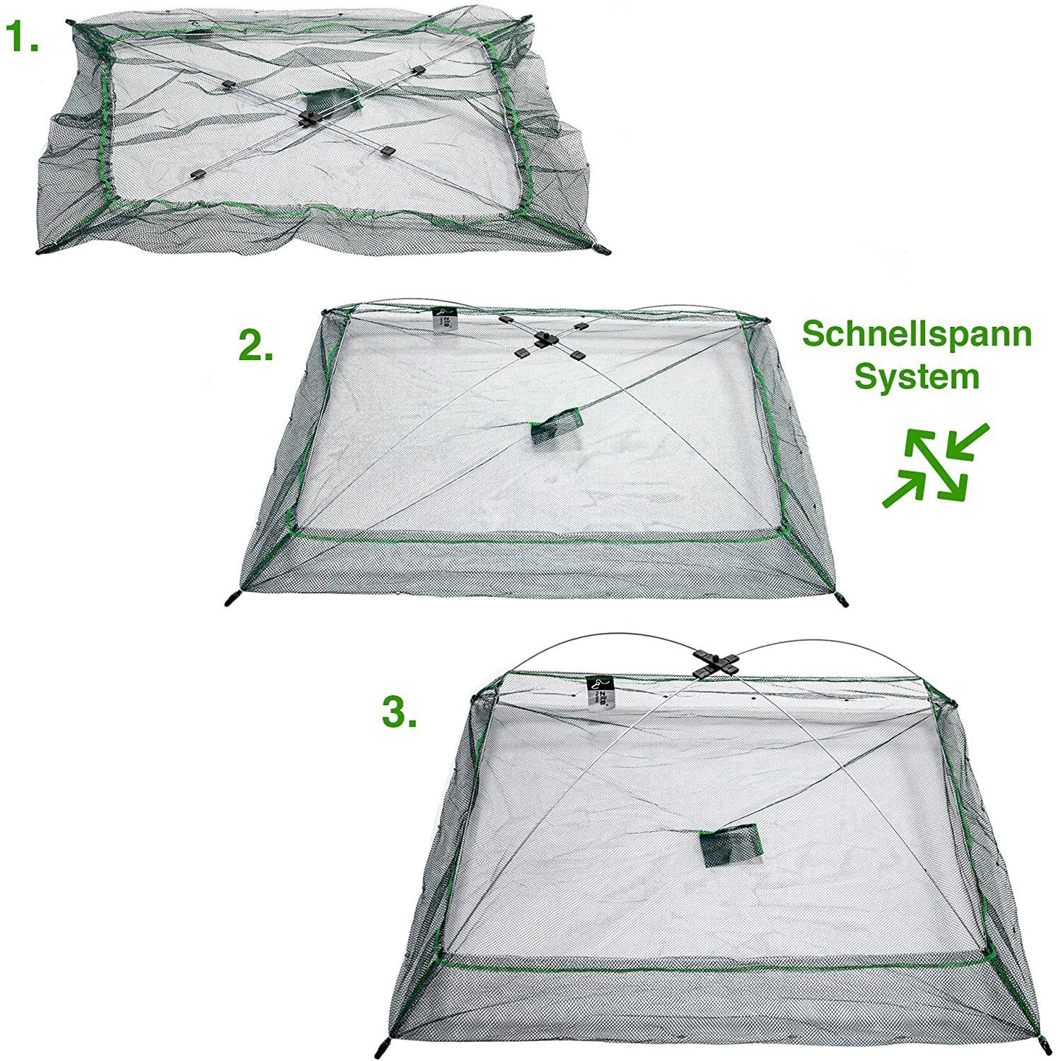 Fischsenke Schnellspann-System Zite mit Fluchtschutz Köderfischsenke und 1x1m