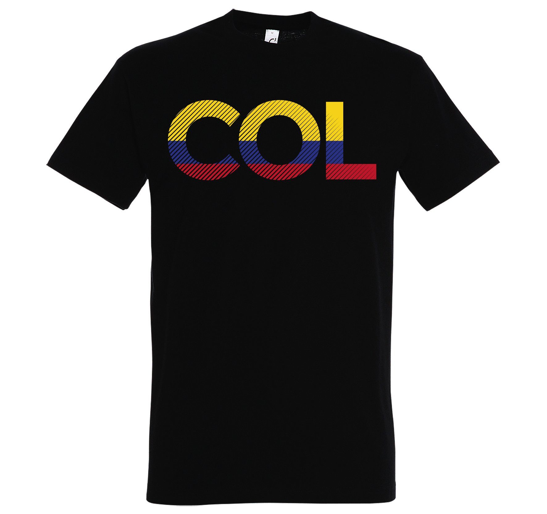Youth Designz T-Shirt Kolumbien Herren T-Shirt im Fußball Look mit COL Frontprint Schwarz