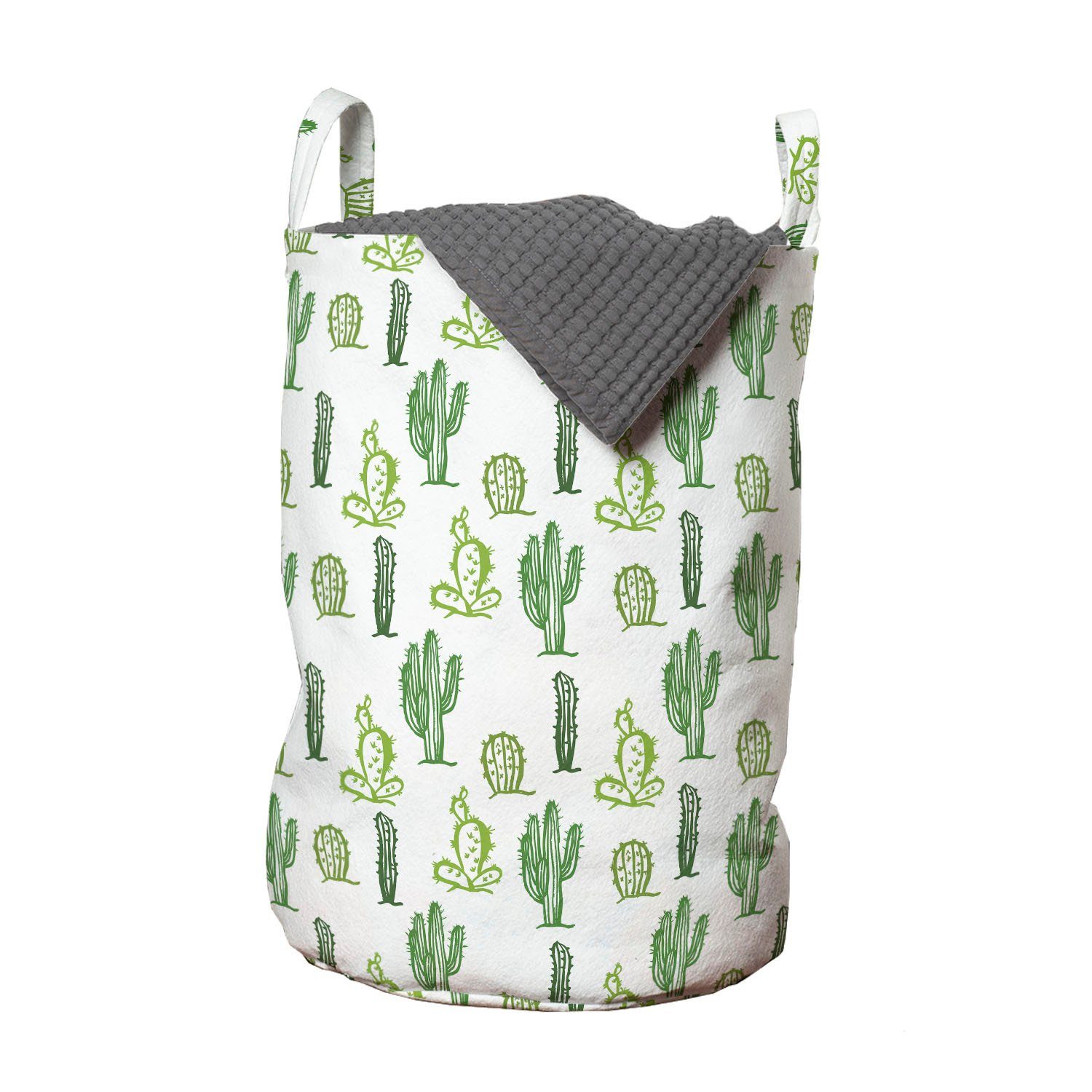 Abakuhaus Wäschesäckchen Wäschekorb mit Griffen Kordelzugverschluss für Waschsalons, Kaktus Cartoon Doodle Flora