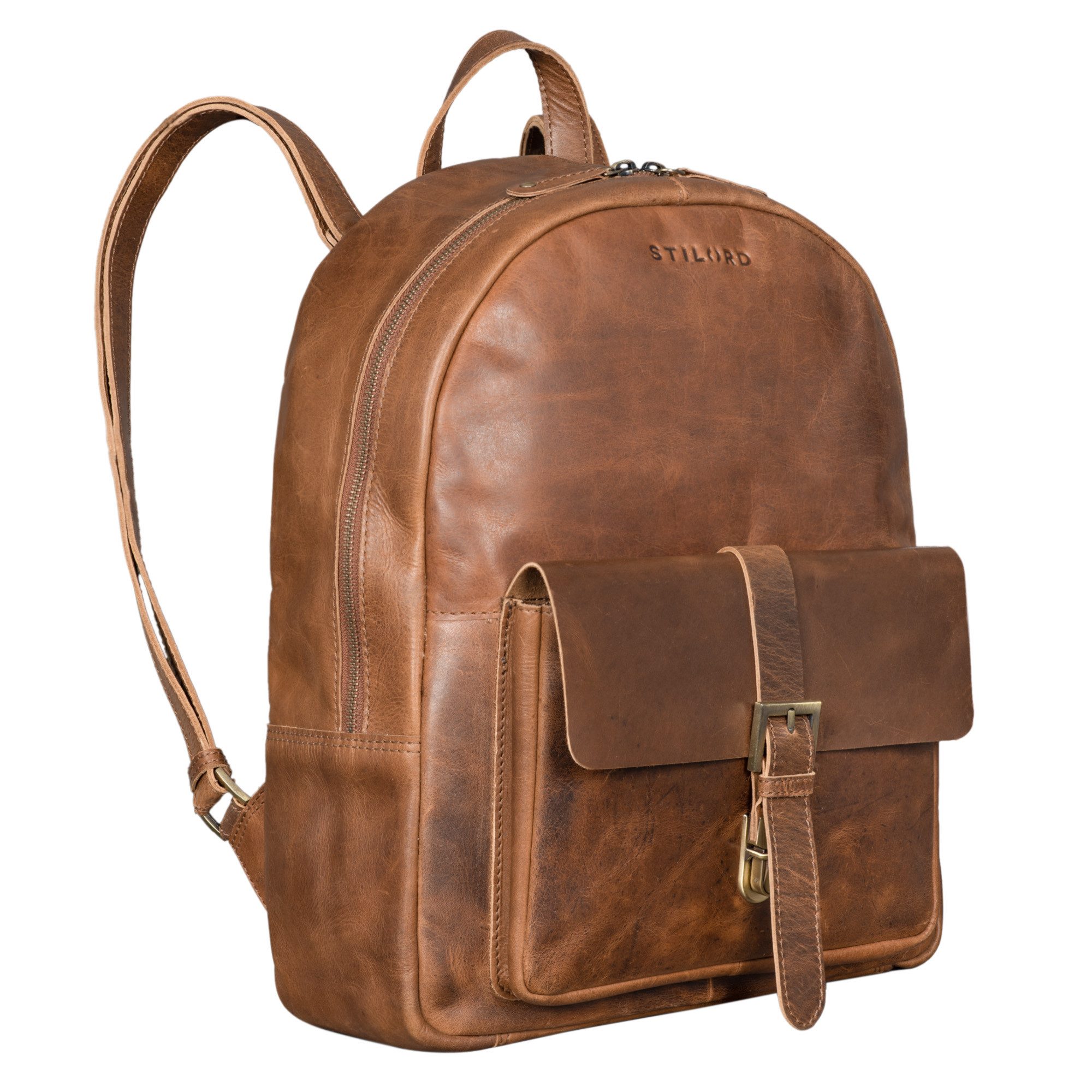 Notebook-Rucksack "Eloma" Vintage Lederrucksack Groß