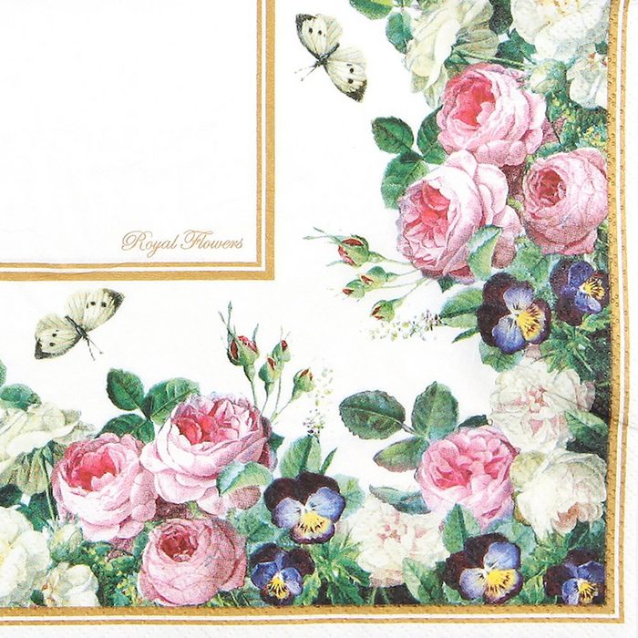 H-Erzmade Einweggeschirr-Set 20 Servietten - Royal Flowers-Blumenstück - 33x33c Papier
