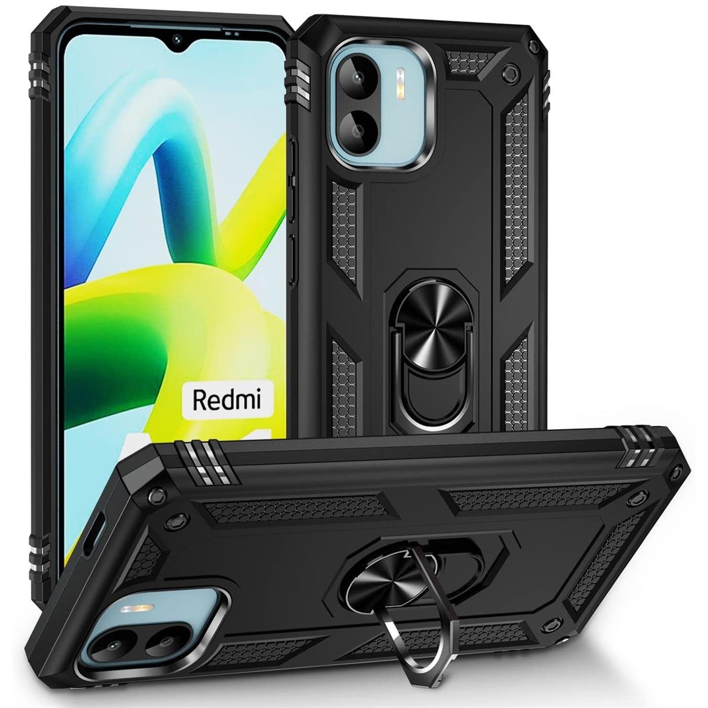 CoolGadget Handyhülle Armor Shield Case für Xiaomi Redmi A1 6,52 Zoll, Outdoor Cover Magnet Ringhalterung Handy Hülle für Redmi A1