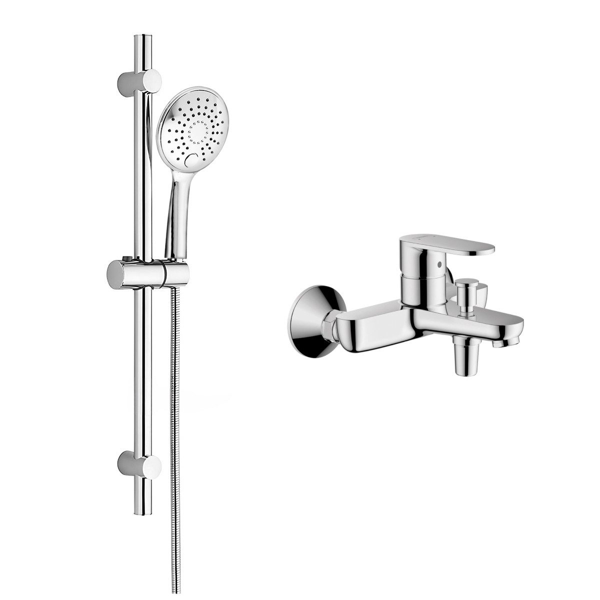 hansgrohe Wannenarmatur Vernis Blend Wannenmischer Set mit Aloni Handbrause und Regendusche (Spar-Set) Einhebel Badewannenarmatur, chrom oder schwarz matt