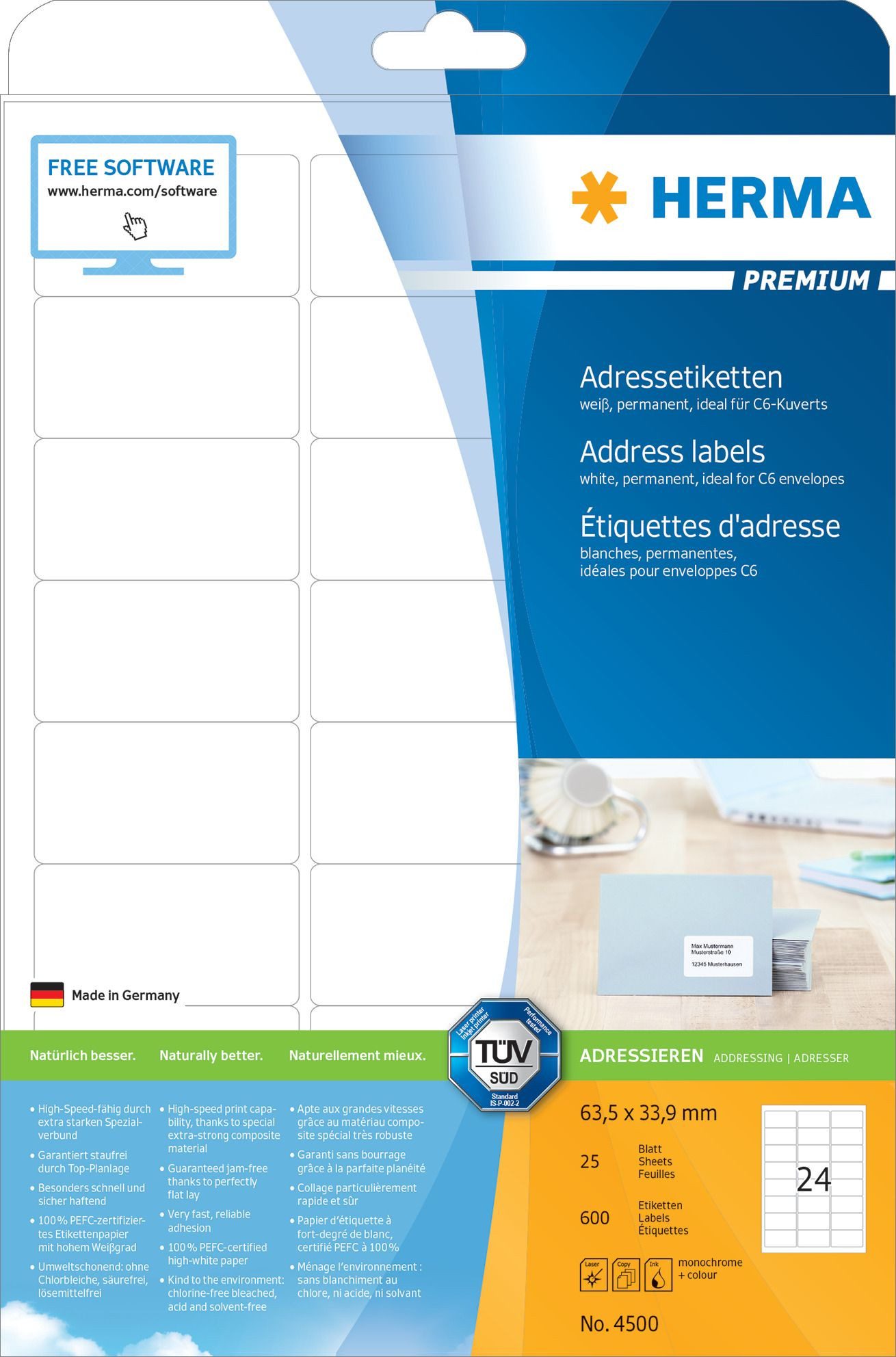 HERMA Etiketten HERMA Universal-Etiketten PREMIUM, 63,5 x 33,9 mm, weiá