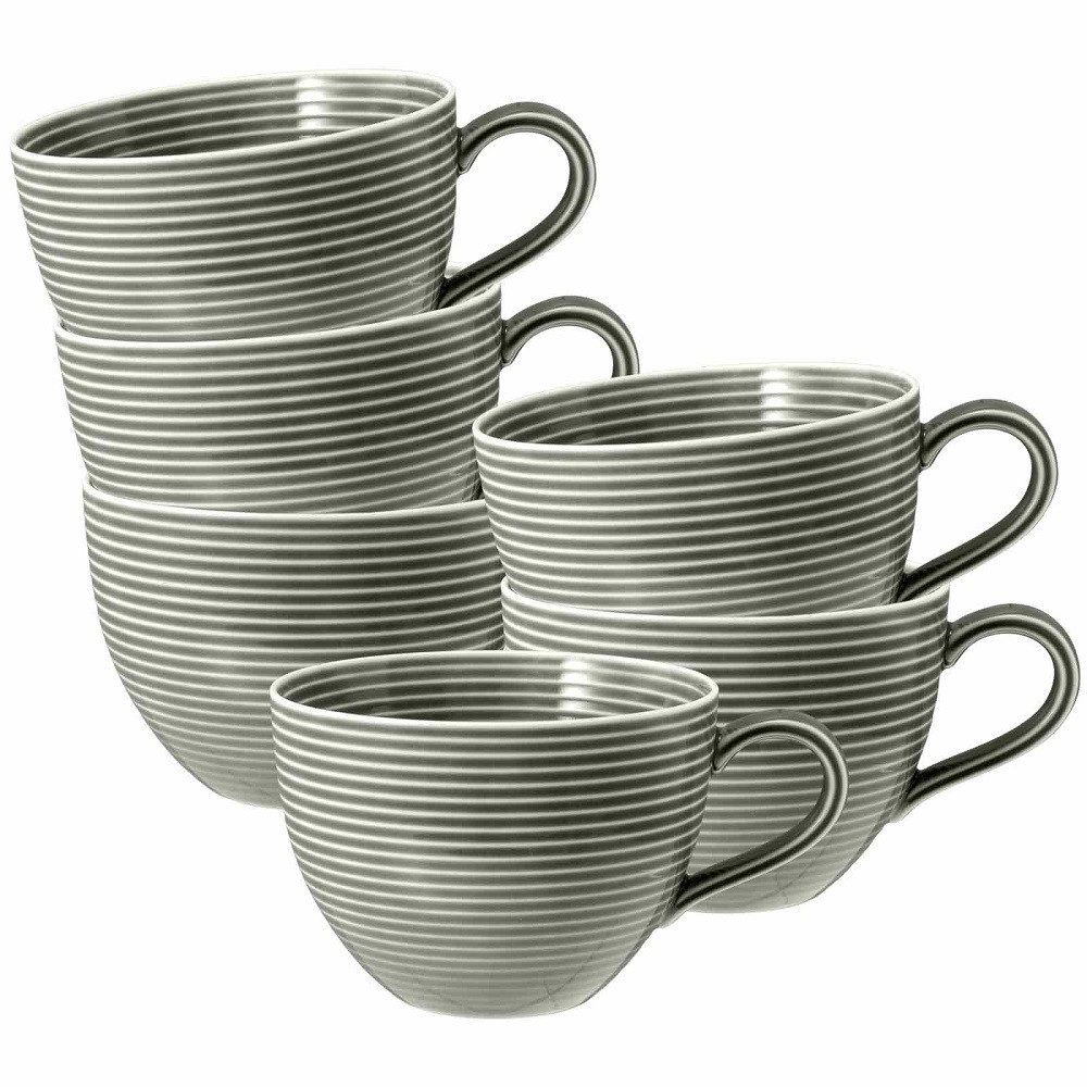 Seltmann Weiden Becher Seltmann Weiden Beat Perlgrau Milchkaffeeobertasse 0,35 l 6er Set, Porzellan