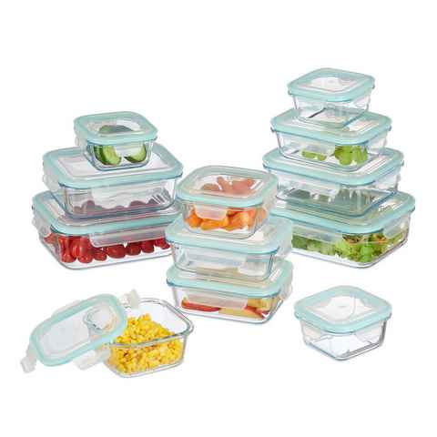 relaxdays Frischhaltedose Frischhaltedose 12er Set, Glas