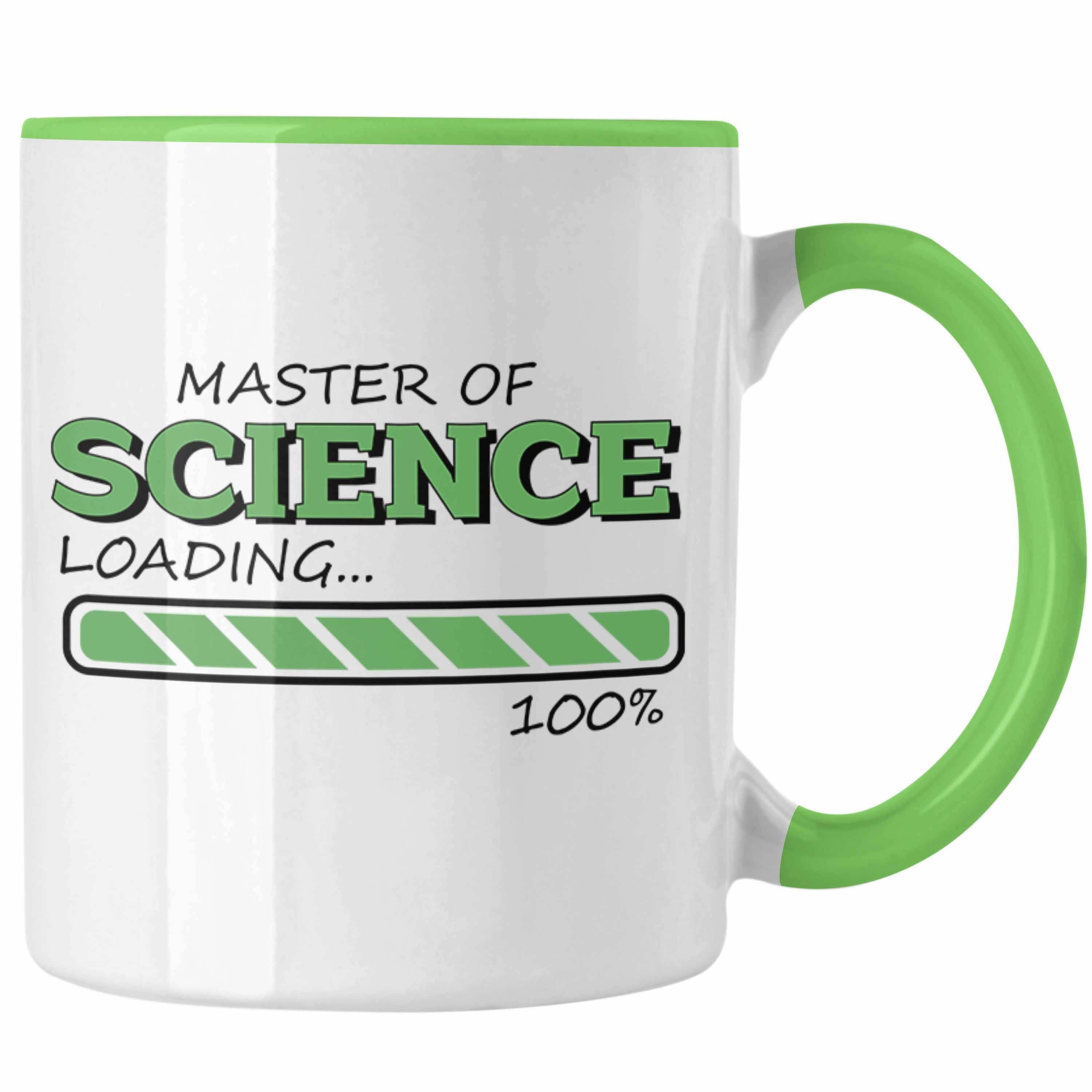 Trendation Tasse Lustige Tasse "Master Of Science Loading" - Geschenkidee für Absolvent Grün