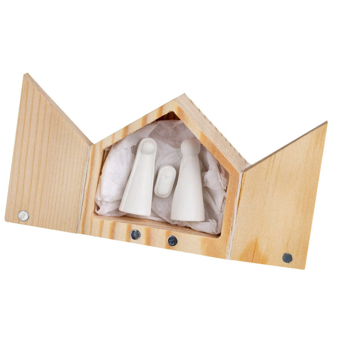Räder Design Dekoobjekt Mini-Krippe aus Holz mit Porzellanfiguren von räder design - Weihnacht