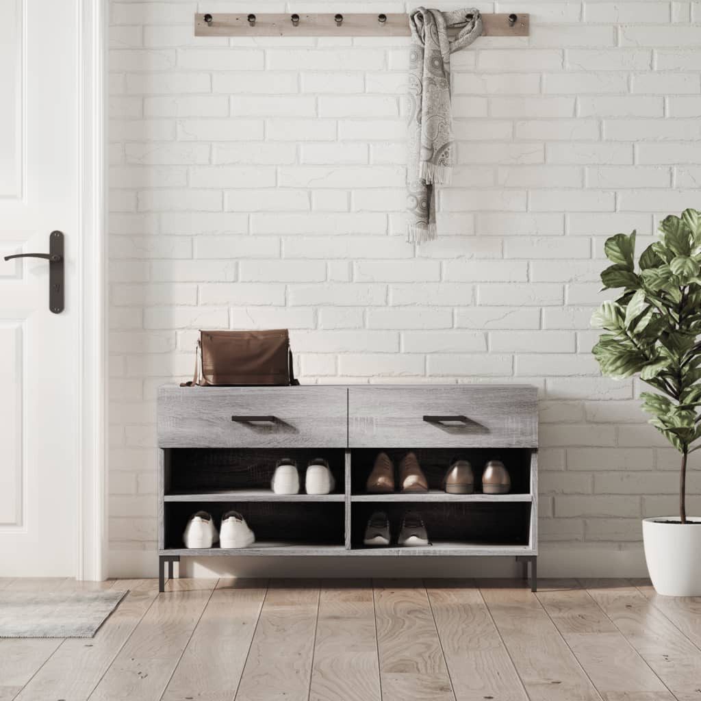 vidaXL Schuhschrank NA Schuhregal Schuhbank Grau Sonoma 102x35x55 cm Spanplatte