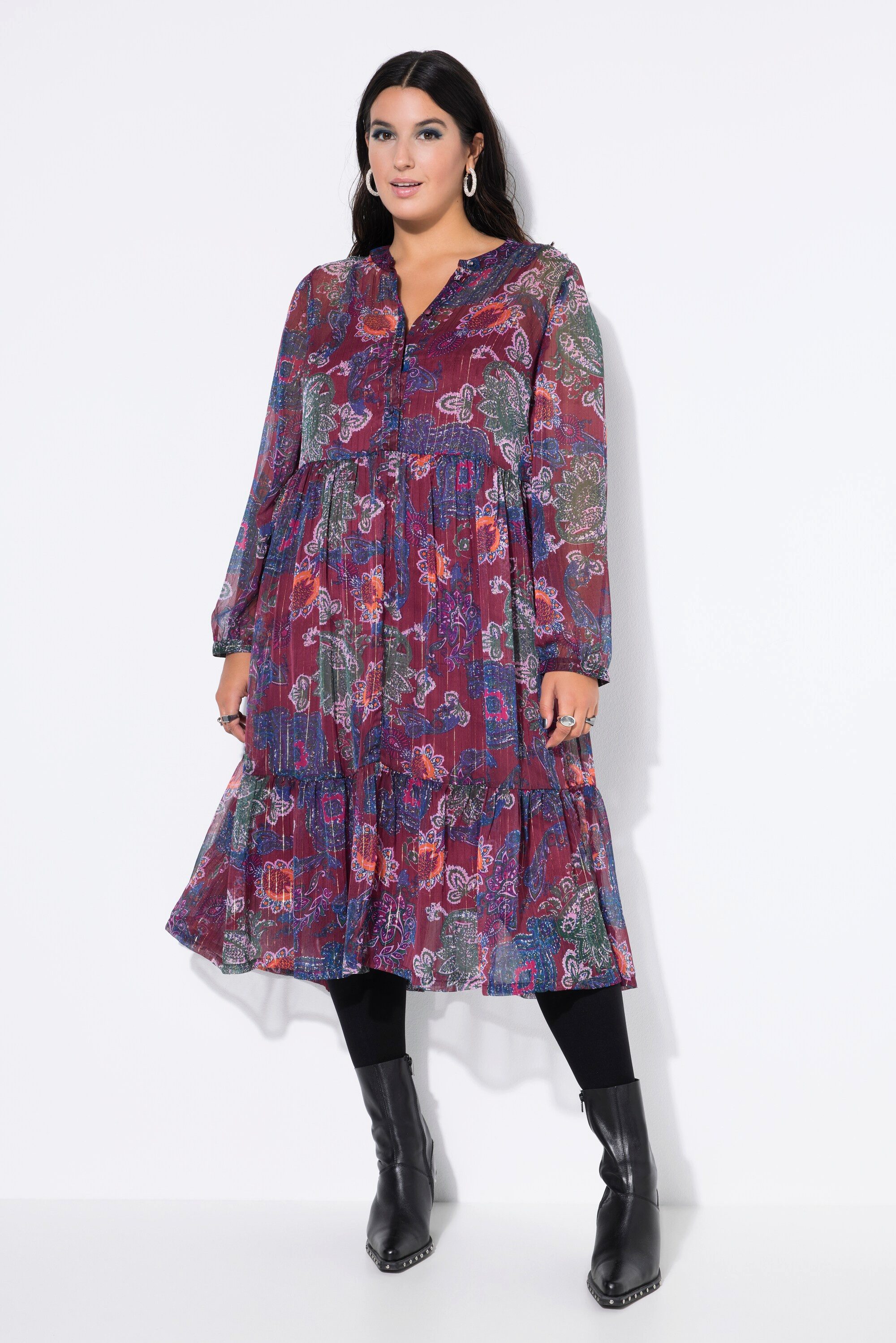 Studio Untold Jerseykleid Midiikleid A-Line Chiffon Paisley Print Glitzer günstig online kaufen