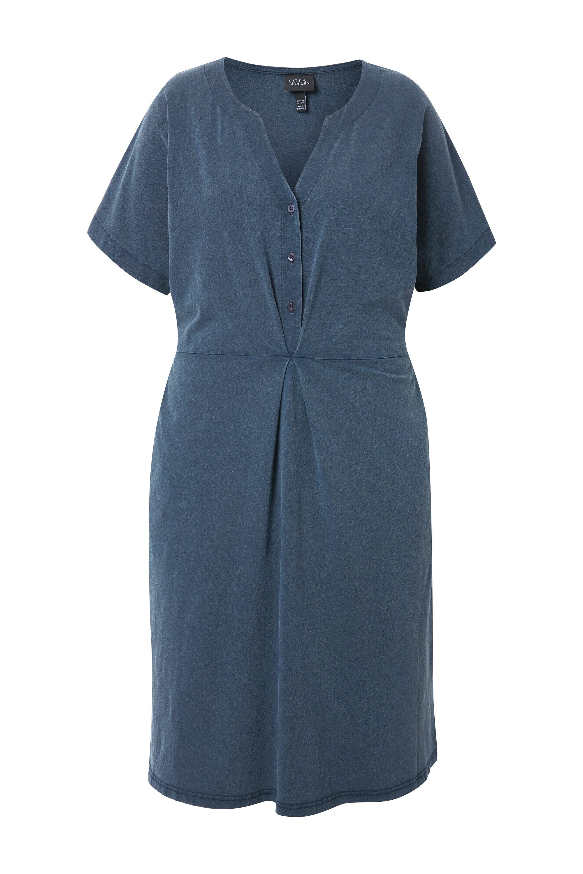 Ulla Popken Jerseykleid Jerseykleid A-Linie Tunika-Ausschnitt Halbarm günstig online kaufen