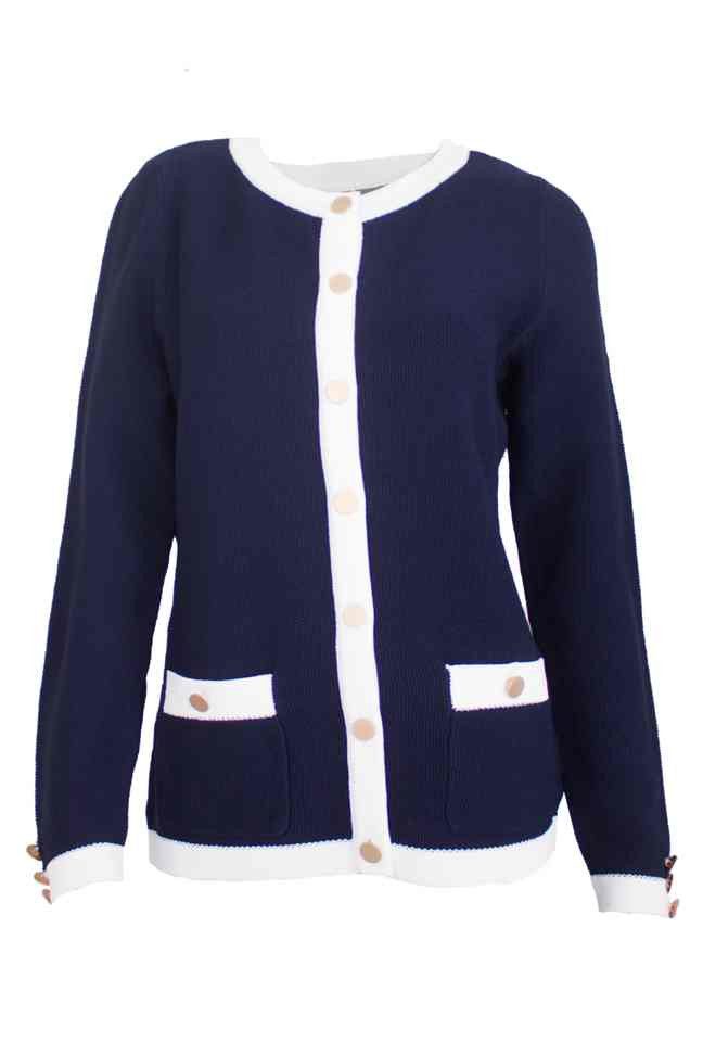 Passioni Cardigan in Marineblau mit Weißen günstig online kaufen