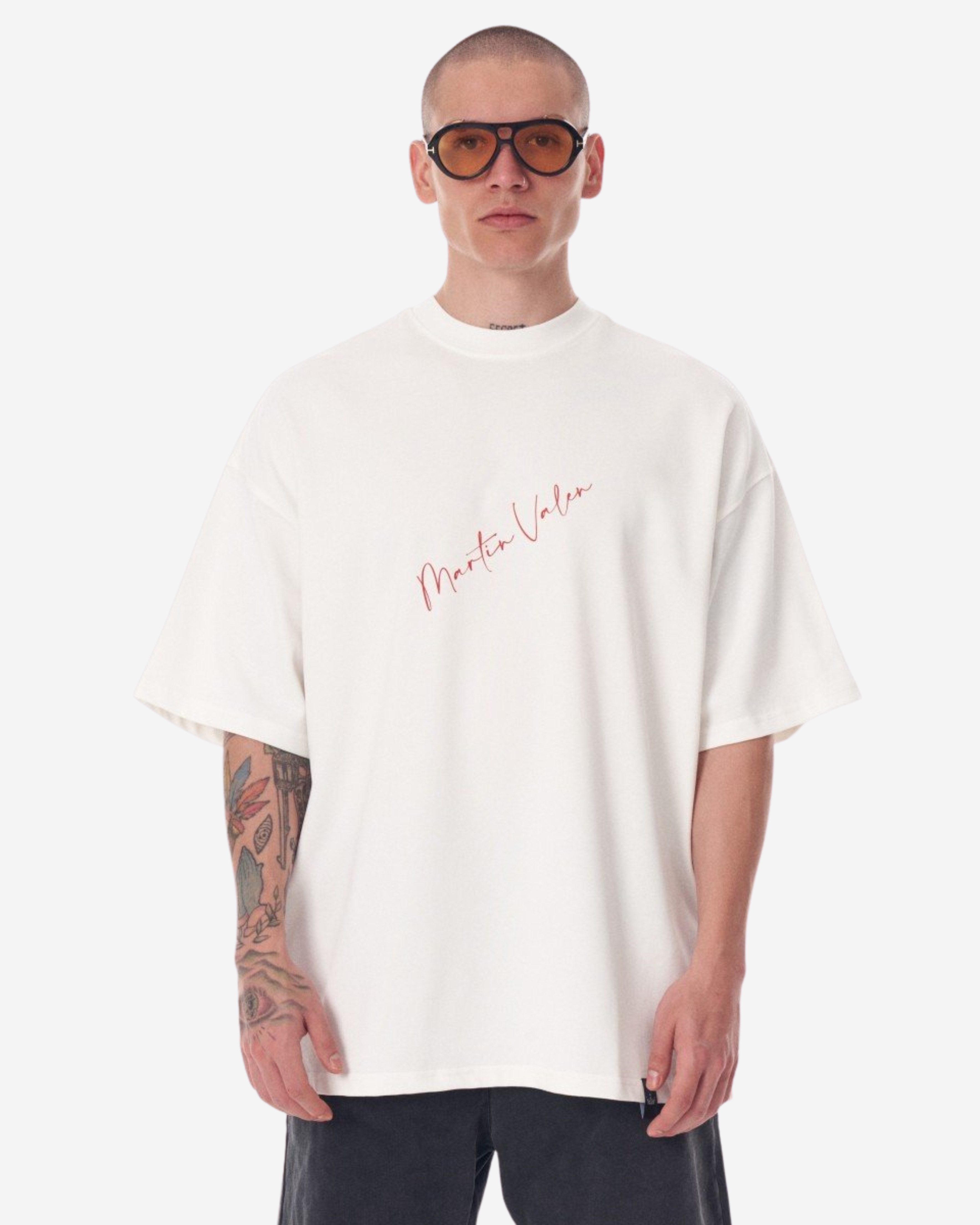 Martin Valen T-Shirt Z-Rebell Bedrucktes Wasserbasiertes Weißes T-Shirt - Groß