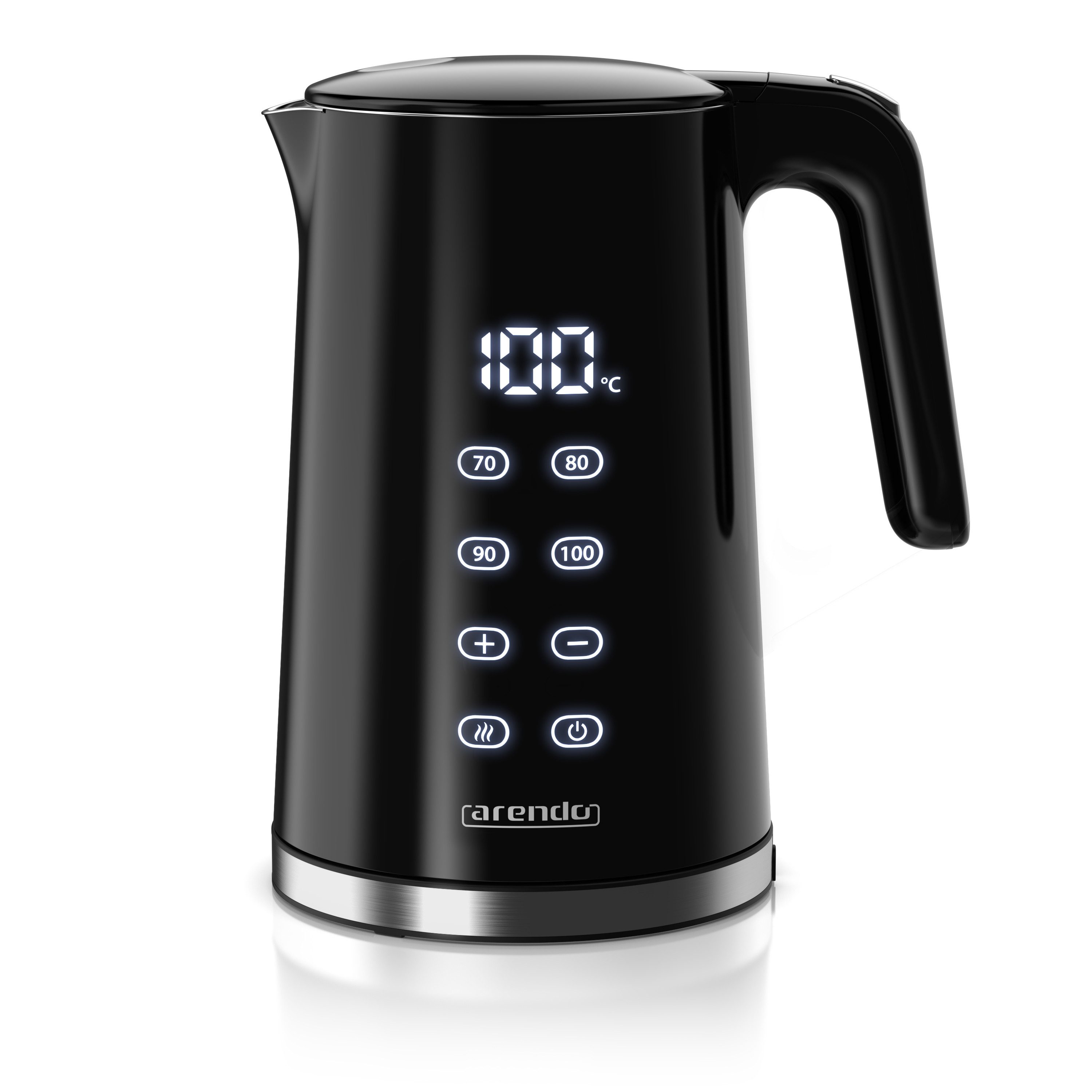 Arendo Wasserkocher Doppelwand, aus Edelstahl, Temperatureinstellung 40°–100°C mit Anzeige, 1,7 l, 2200 W, Teekocher mit Temperaturanzeige, Überhitzungsschutz, Warmhaltefunktion