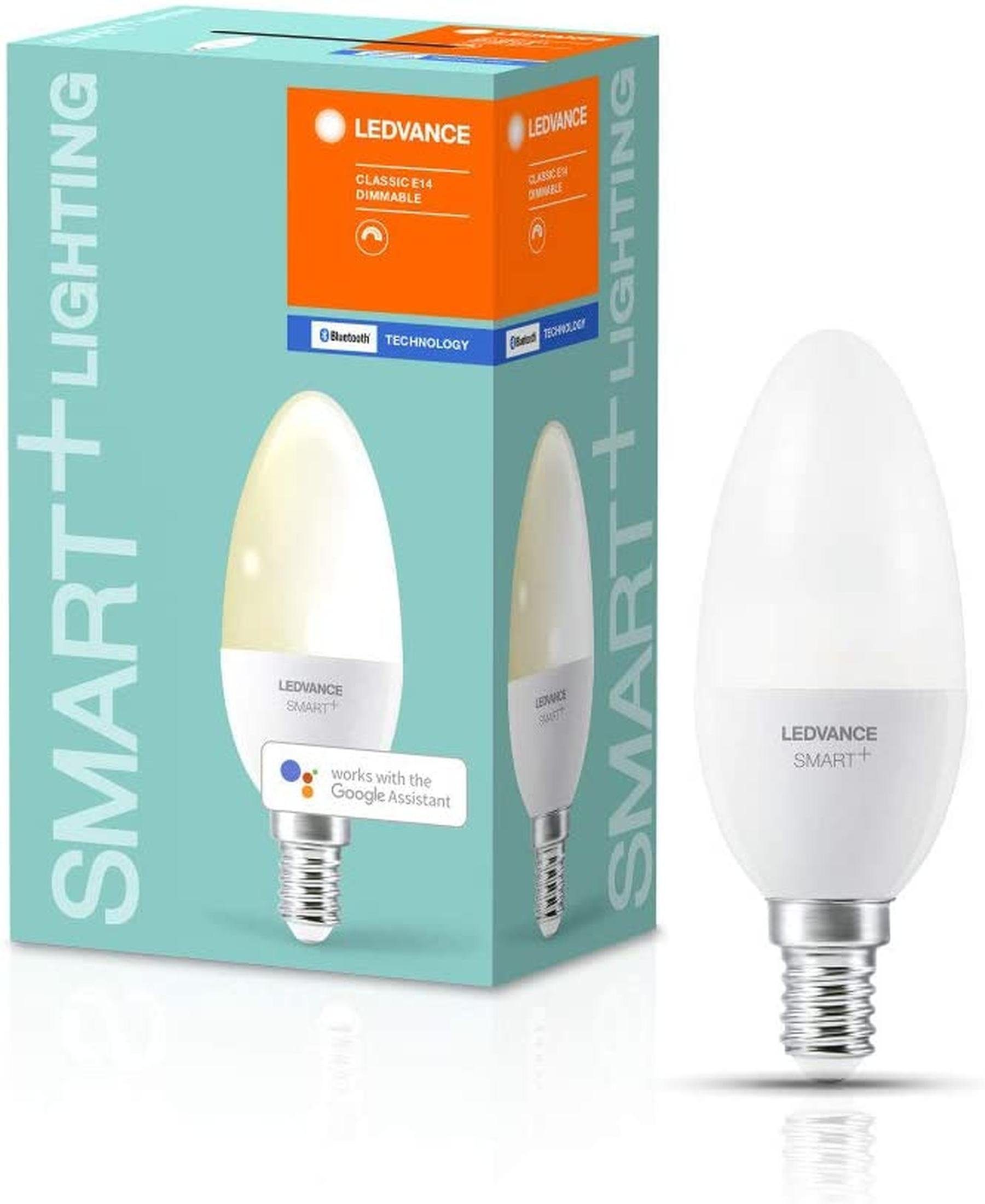 Ledvance Smarte LED-Leuchte SMARTEplus LED Leuchte, Lampe, E14 Leuchte  Licht mit Bluetooth Mesh Technologie Sockel Dimmbar, LED fest integriert, warm  weiß, Enthält kein Quecksilber, Zuverlässiger Betrieb dank Markenqualität,  Einfache Installation und