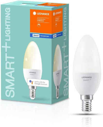 Ledvance Smarte LED-Leuchte SMARTEplus LED Leuchte, Lampe, E14 Leuchte Licht mit Bluetooth Mesh Technologie Sockel Dimmbar, LED fest integriert, warm weiß, Enthält kein Quecksilber, Zuverlässiger Betrieb dank Markenqualität, Einfache Installation und Nutzung