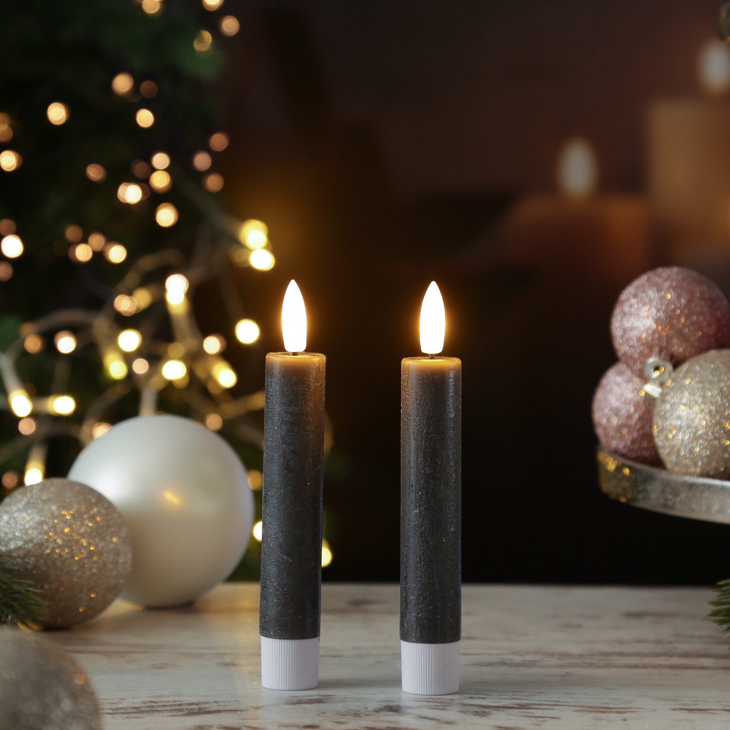 MARELIDA LED-Kerze LED Stabkerzen Tafelkerzen Dinner Spitzkerzen rustikal 1 günstig online kaufen